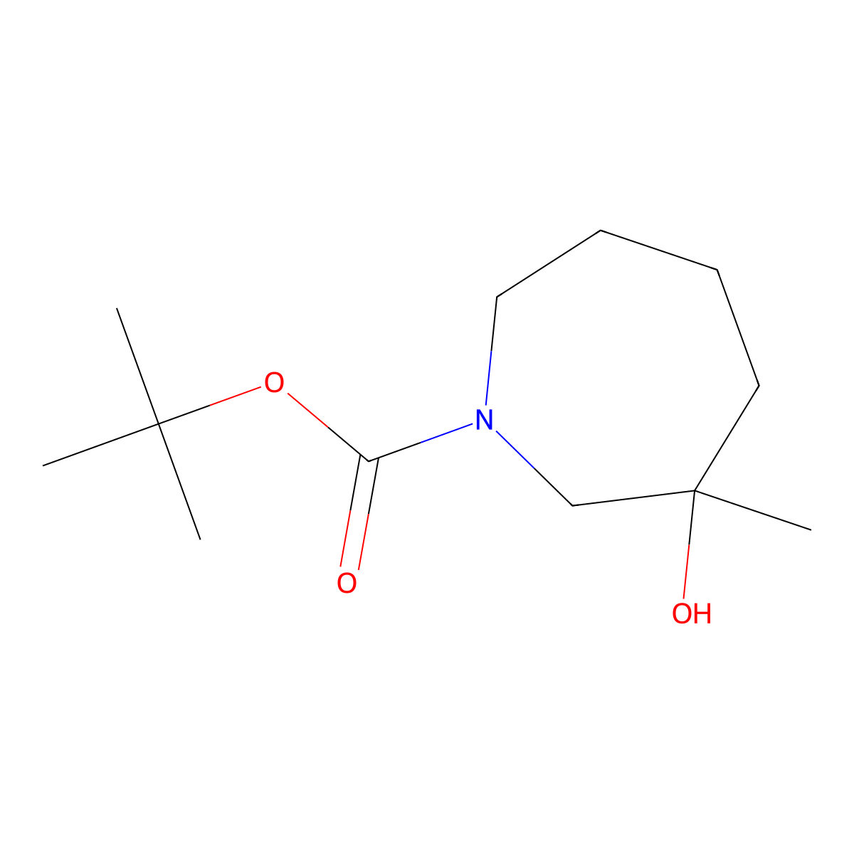 tert-Butyl 3-hydroxy-3-methyl-azepane-1-carboxylate molecular structure, CAS 1503758-76-6