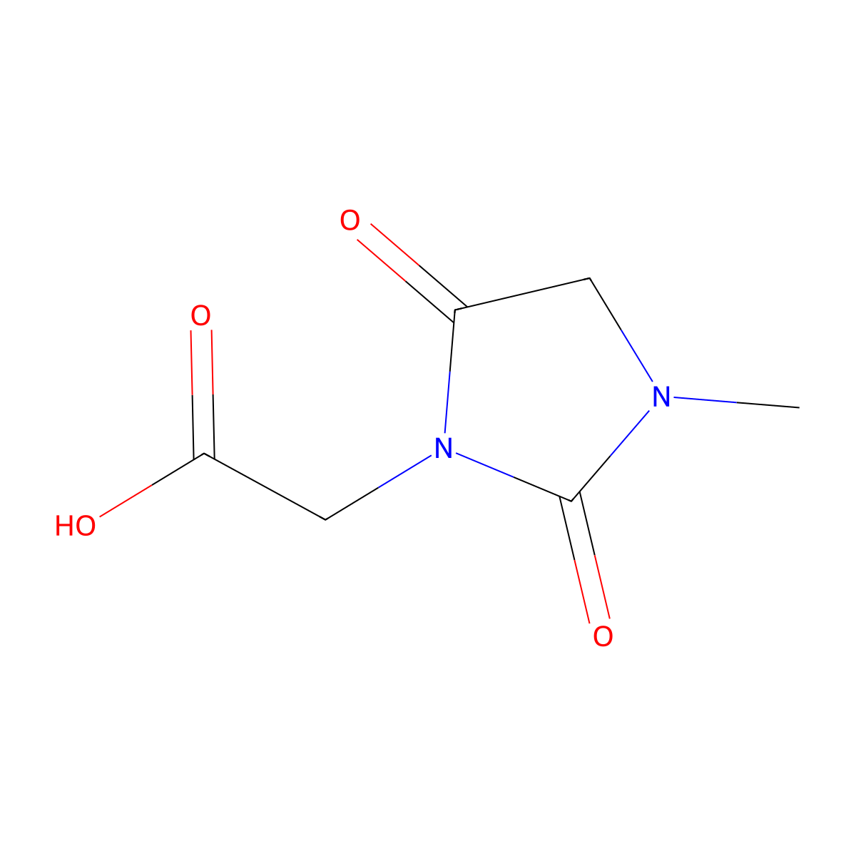 2-(3-Methyl-2,5-dioxoimidazolidin-1-yl)acetic acid molecular structure, CAS 150376-36-6