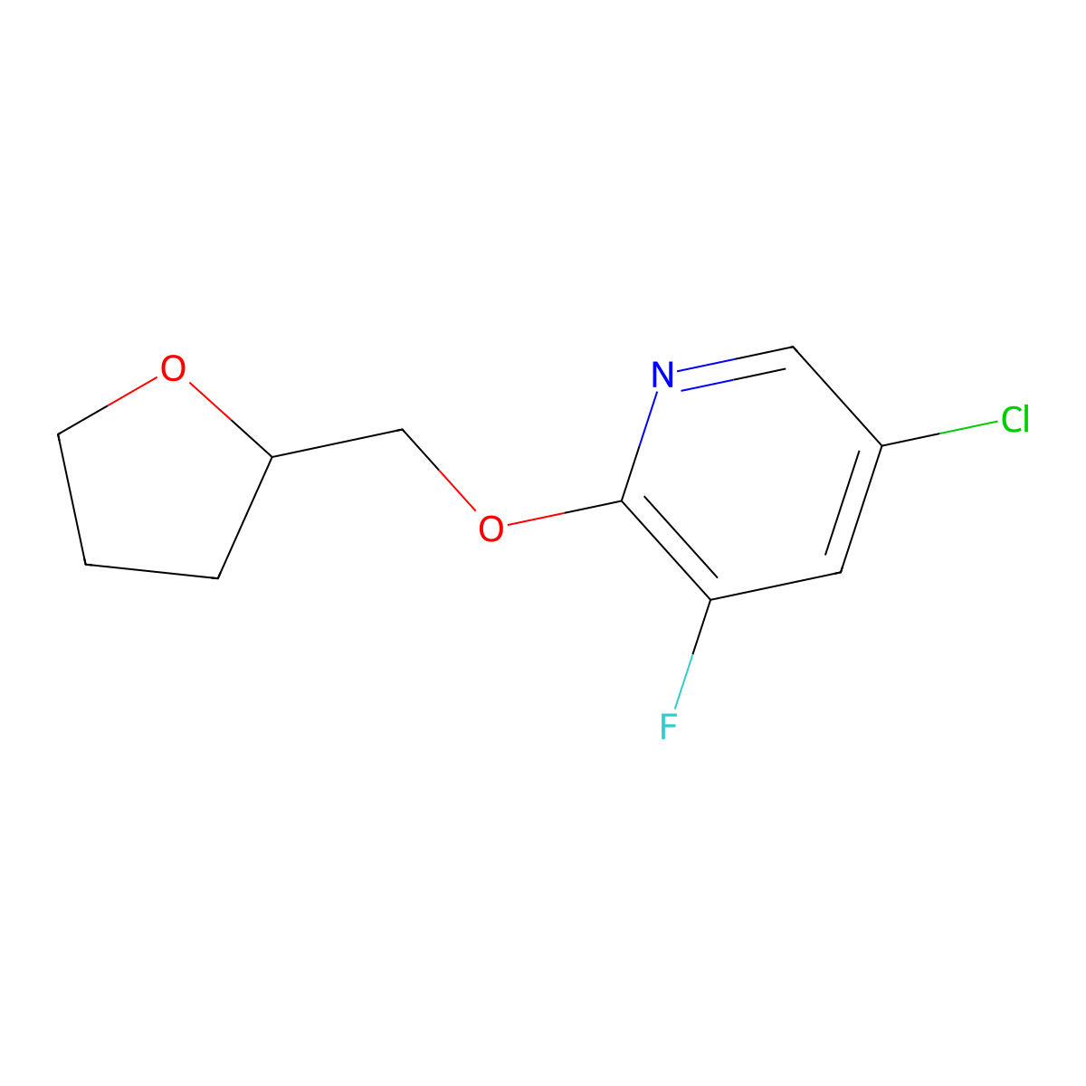 5-Chloro-3-fluoro-2-[(oxolan-2-yl)methoxy]pyridine molecular structure, CAS 1503770-91-9