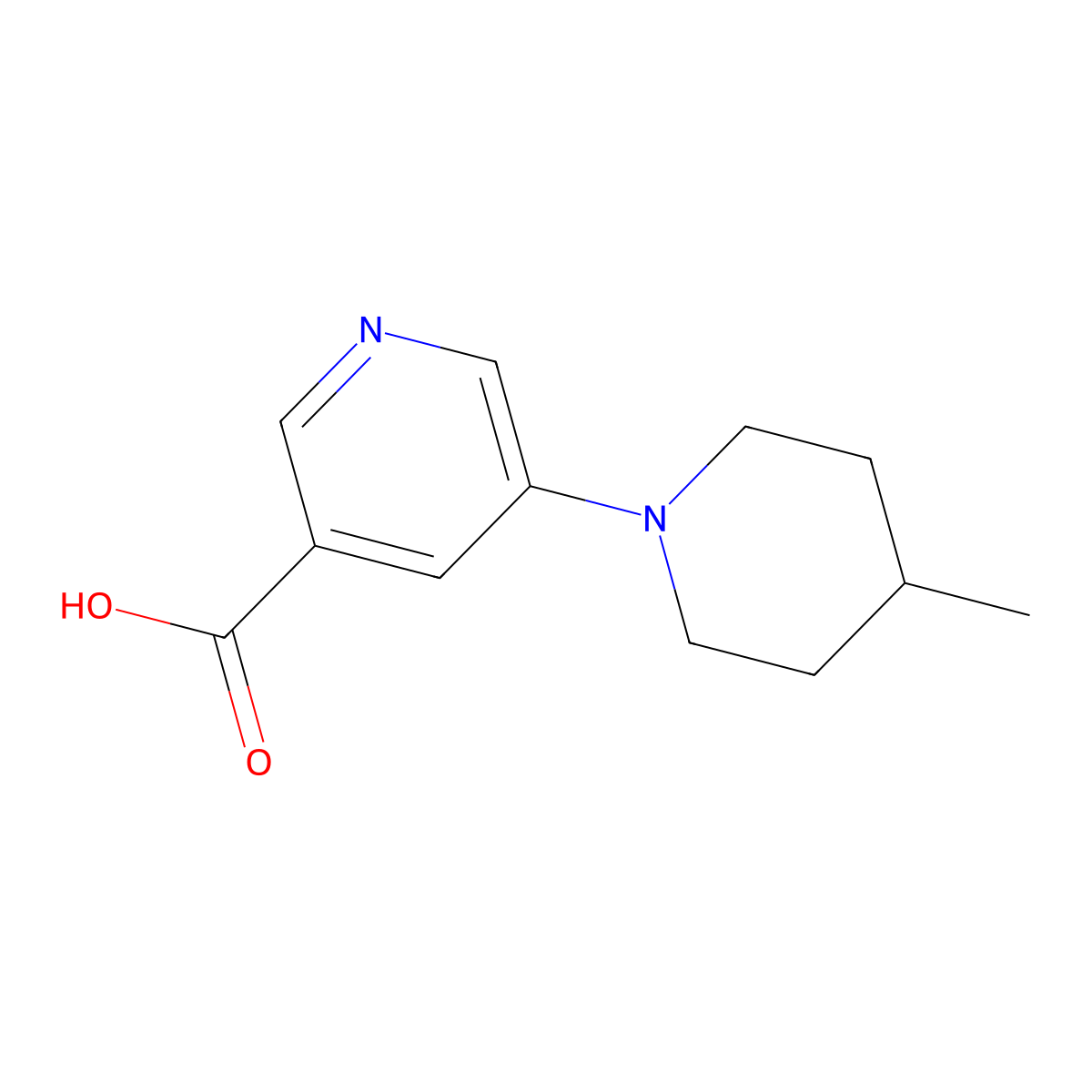 5-(4-Methylpiperidin-1-yl)nicotinic acid molecular structure, CAS 1503775-15-2
