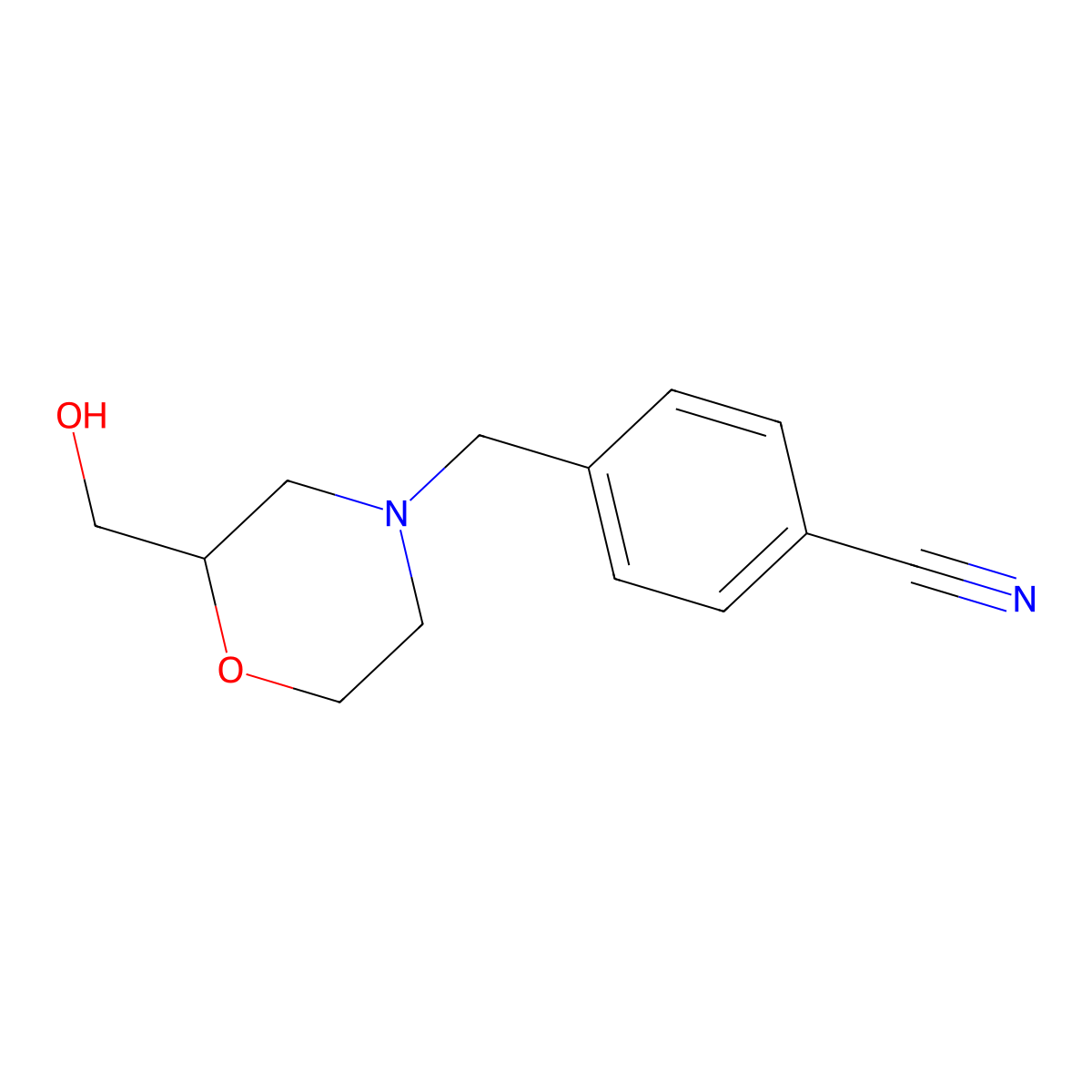 4-((2-(Hydroxymethyl)morpholino)methyl)benzonitrile molecular structure, CAS 1503779-84-7