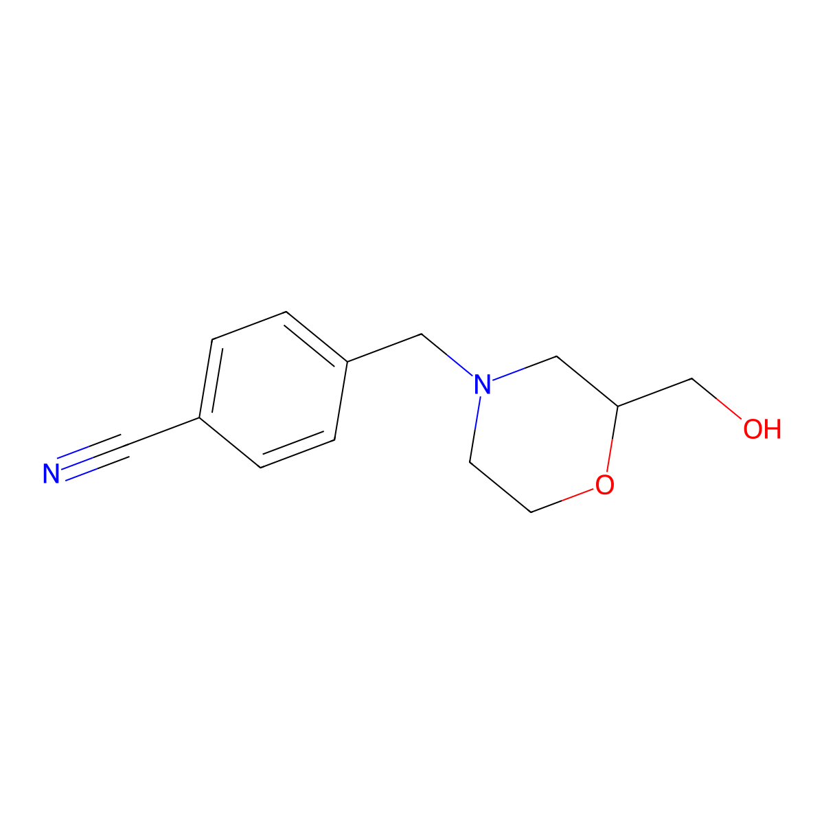 4-((2-(Hydroxymethyl)morpholino)methyl)benzonitrile molecular structure, CAS 1503779-84-7