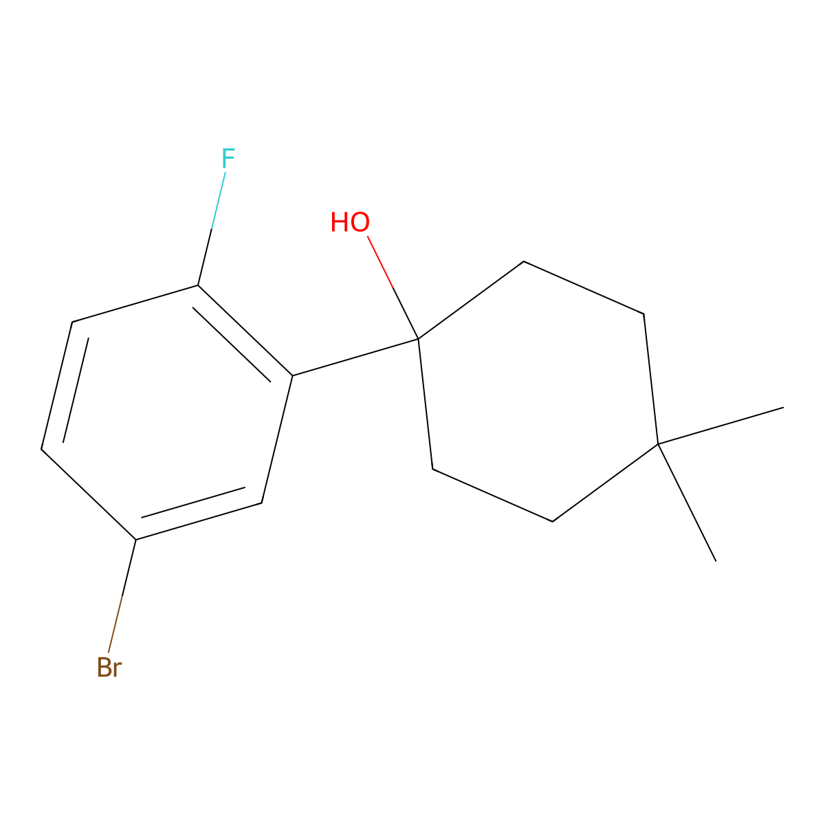 1-(5-Bromo-2-fluorophenyl)-4,4-dimethylcyclohexanol molecular structure, CAS 1503788-97-3