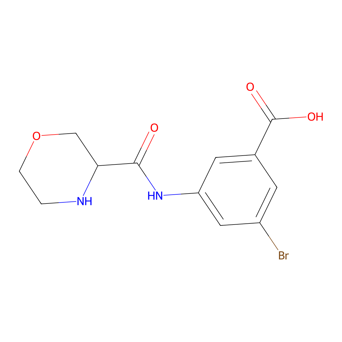 3-Bromo-5-(morpholine-3-amido)benzoic acid molecular structure, CAS 1503795-39-8