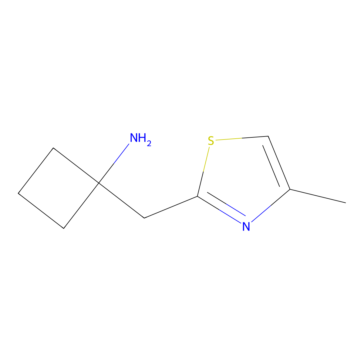 1-[(4-Methyl-1,3-thiazol-2-yl)methyl]cyclobutan-1-amine molecular structure, CAS 1503802-38-7