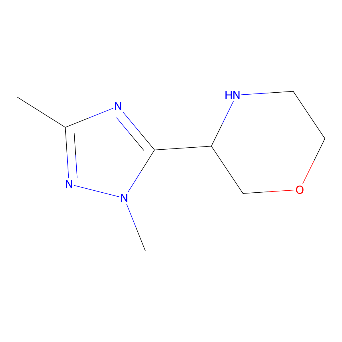 3-(dimethyl-1H-1,2,4-triazol-5-yl)morpholine molecular structure, CAS 1503802-99-0