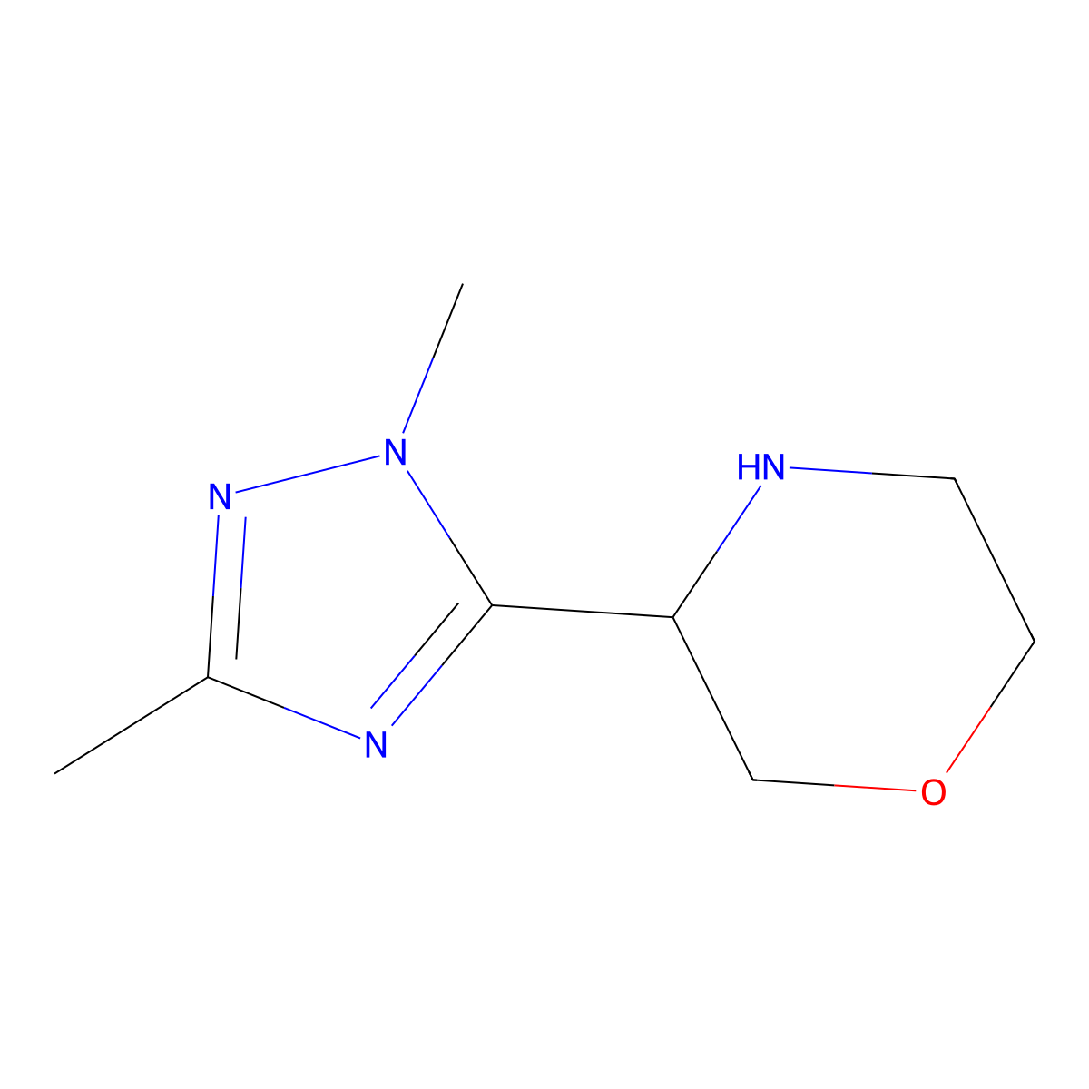 3-(dimethyl-1H-1,2,4-triazol-5-yl)morpholine molecular structure, CAS 1503802-99-0