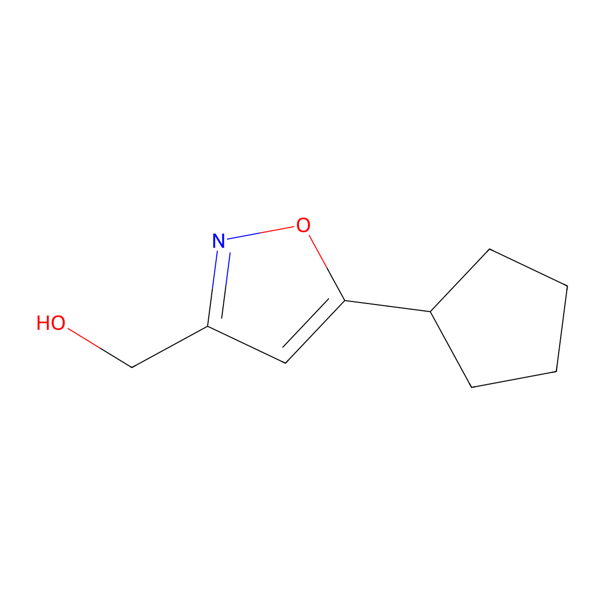 (5-Cyclopentyl-1,2-oxazol-3-yl)methanol molecular structure, CAS 1503814-28-5