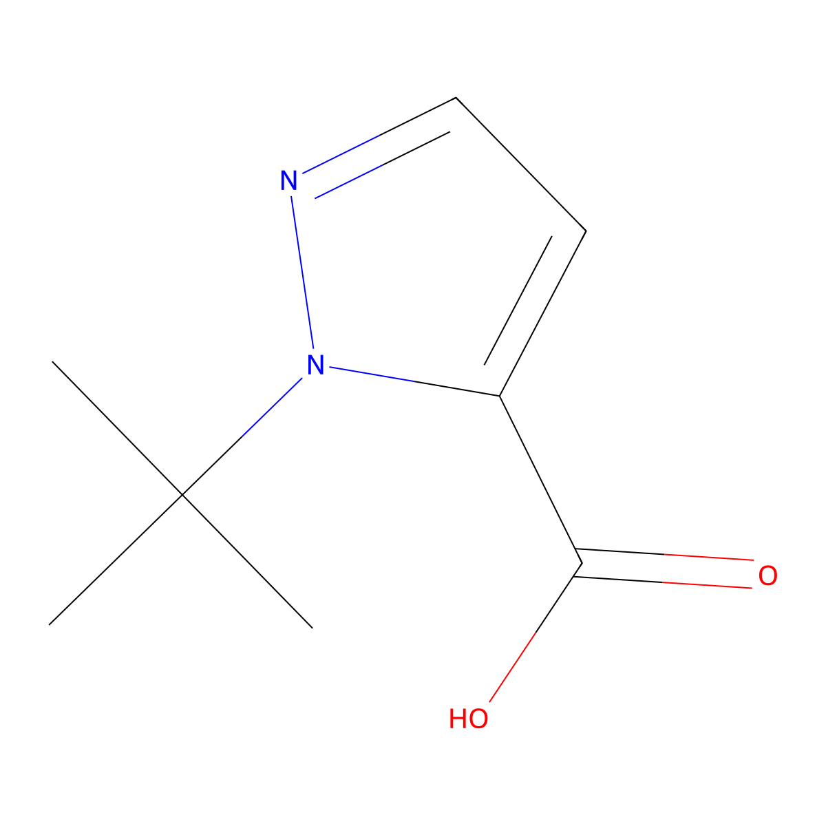 1-tert-butyl-1H-pyrazole-5-carboxylic acid molecular structure, CAS 1503816-02-1