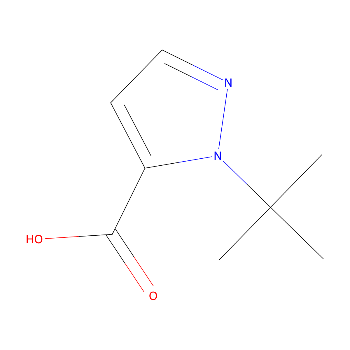 1-tert-butyl-1H-pyrazole-5-carboxylic acid molecular structure, CAS 1503816-02-1