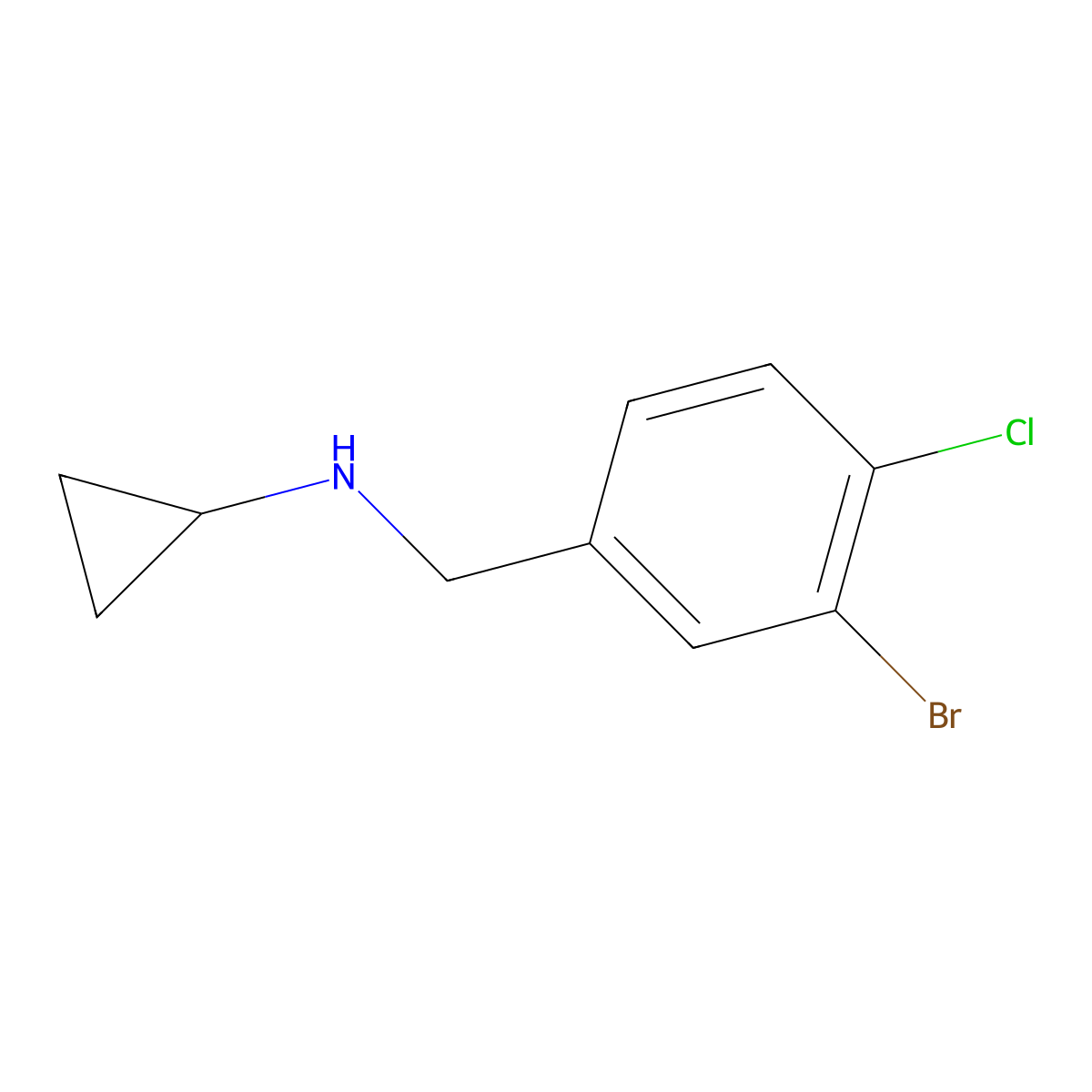 N-[(3-bromo-4-chlorophenyl)methyl]cyclopropanamine molecular structure, CAS 1503846-90-9