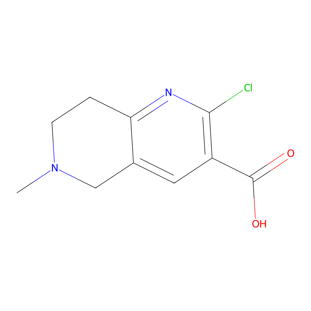 2-chloro-6-methyl-7,8-dihydro-5H-1,6-naphthyridine-3-carboxylic acid molecular structure, CAS 1503853-48-2