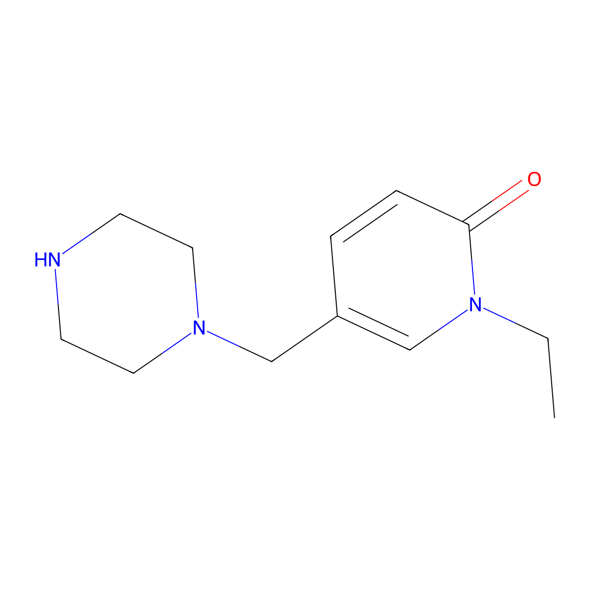 1-Ethyl-5-[(piperazin-1-yl)methyl]-1,2-dihydropyridin-2-one molecular structure, CAS 1503856-61-8