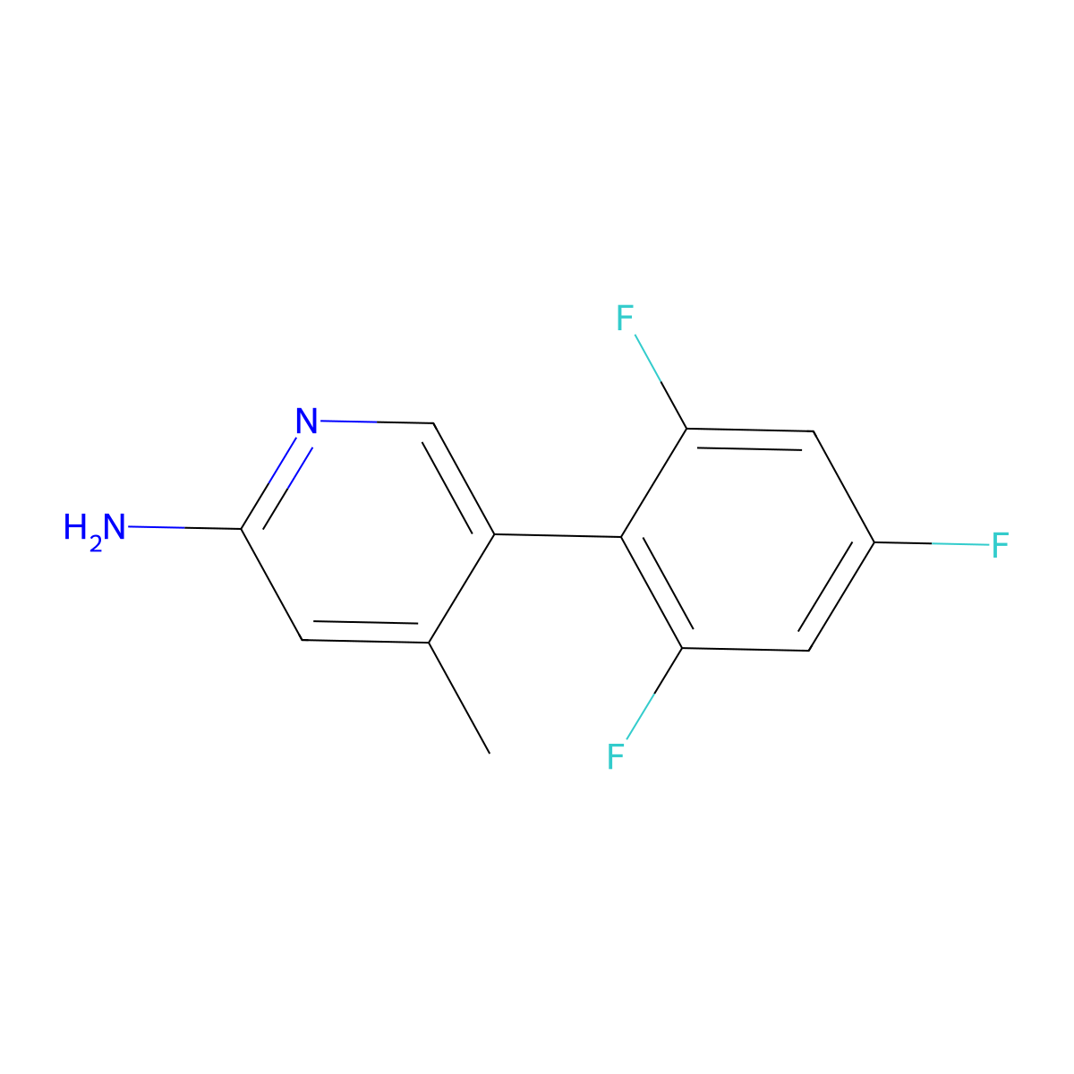 4-Methyl-5-(2,4,6-trifluorophenyl)-2-pyridinamine molecular structure, CAS 1503886-33-6