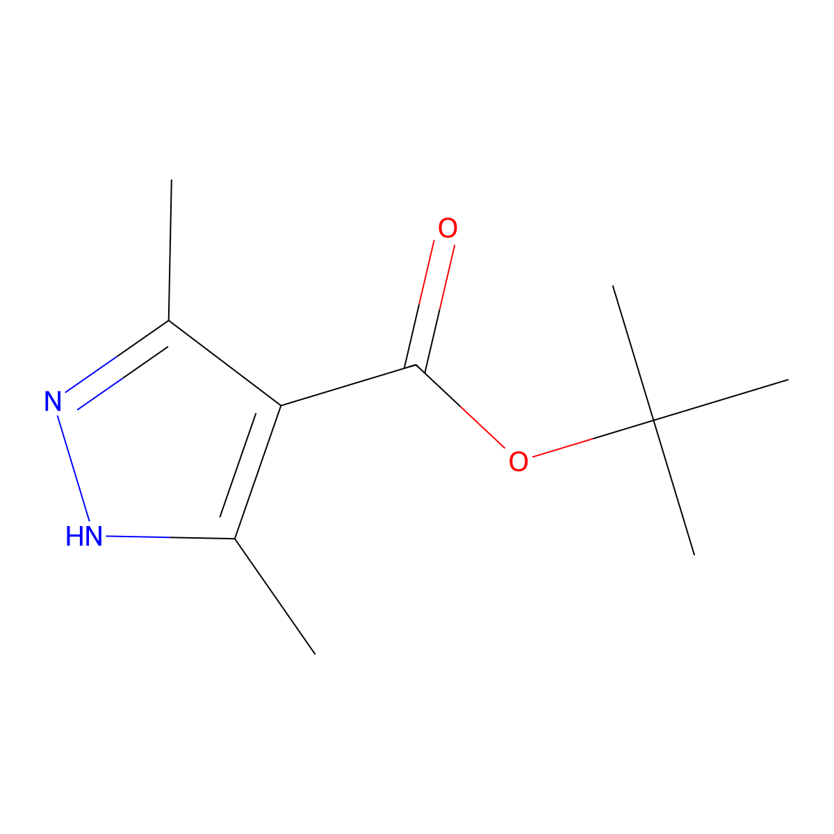 tert-butyl 3,5-dimethyl-1H-pyrazole-4-carboxylate molecular structure, CAS 1503901-41-4