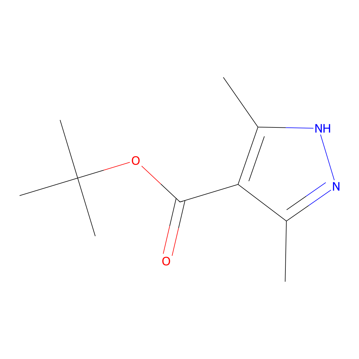 tert-butyl 3,5-dimethyl-1H-pyrazole-4-carboxylate molecular structure, CAS 1503901-41-4