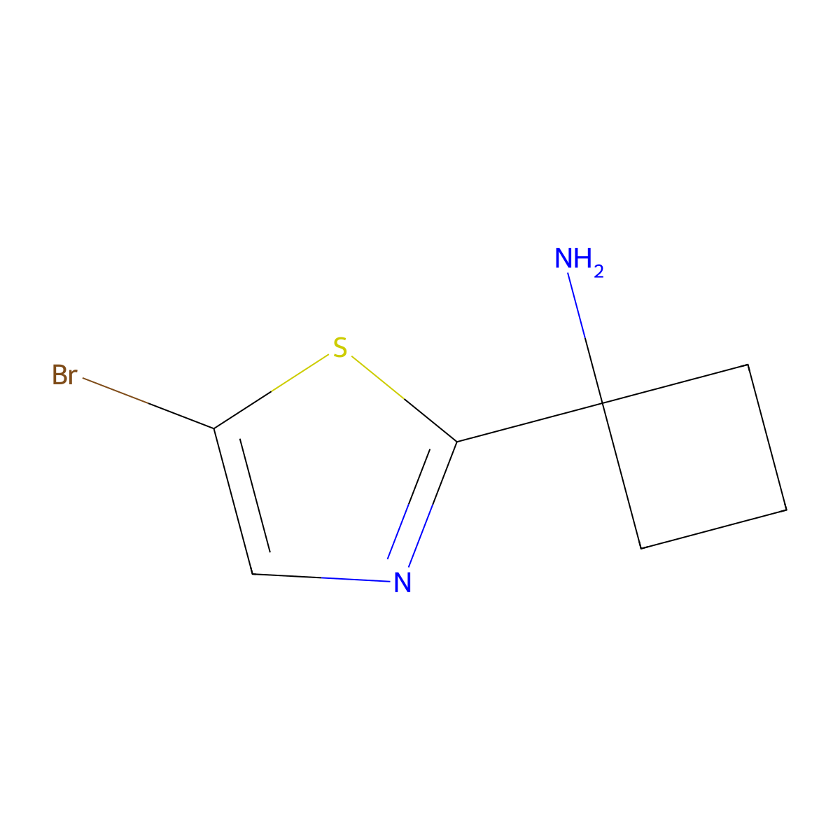 1-(5-Bromothiazol-2-yl)cyclobutan-1-amine molecular structure, CAS 1503919-46-7