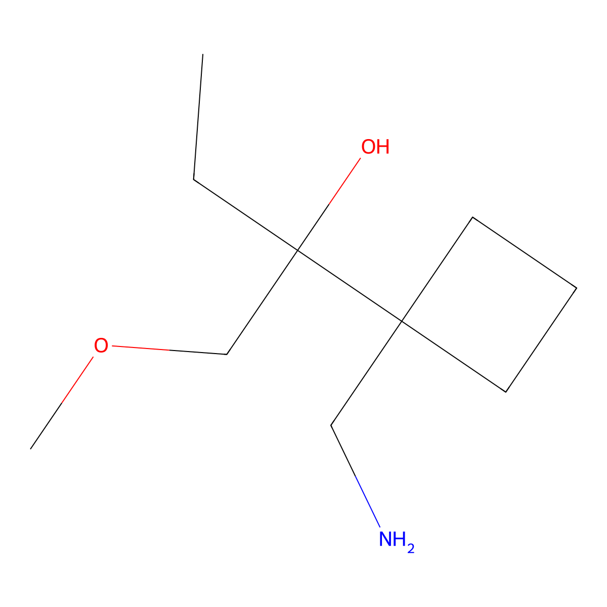 2-(1-(Aminomethyl)cyclobutyl)-1-methoxybutan-2-ol molecular structure, CAS 1503937-77-6