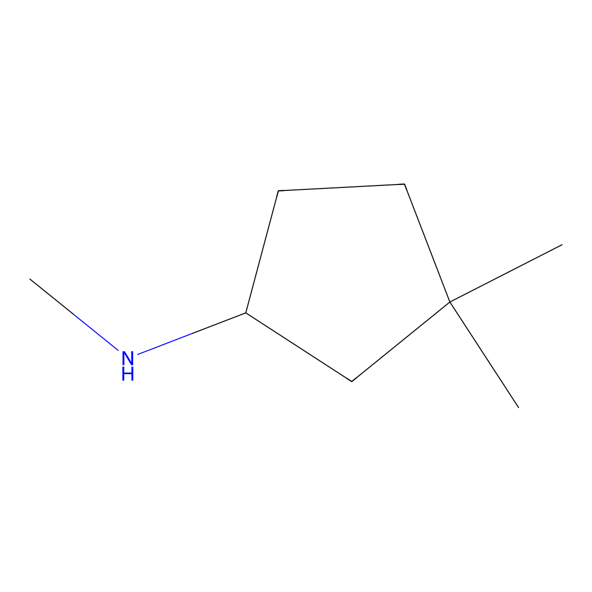 N,3,3-trimethylcyclopentan-1-amine molecular structure, CAS 1503941-47-6
