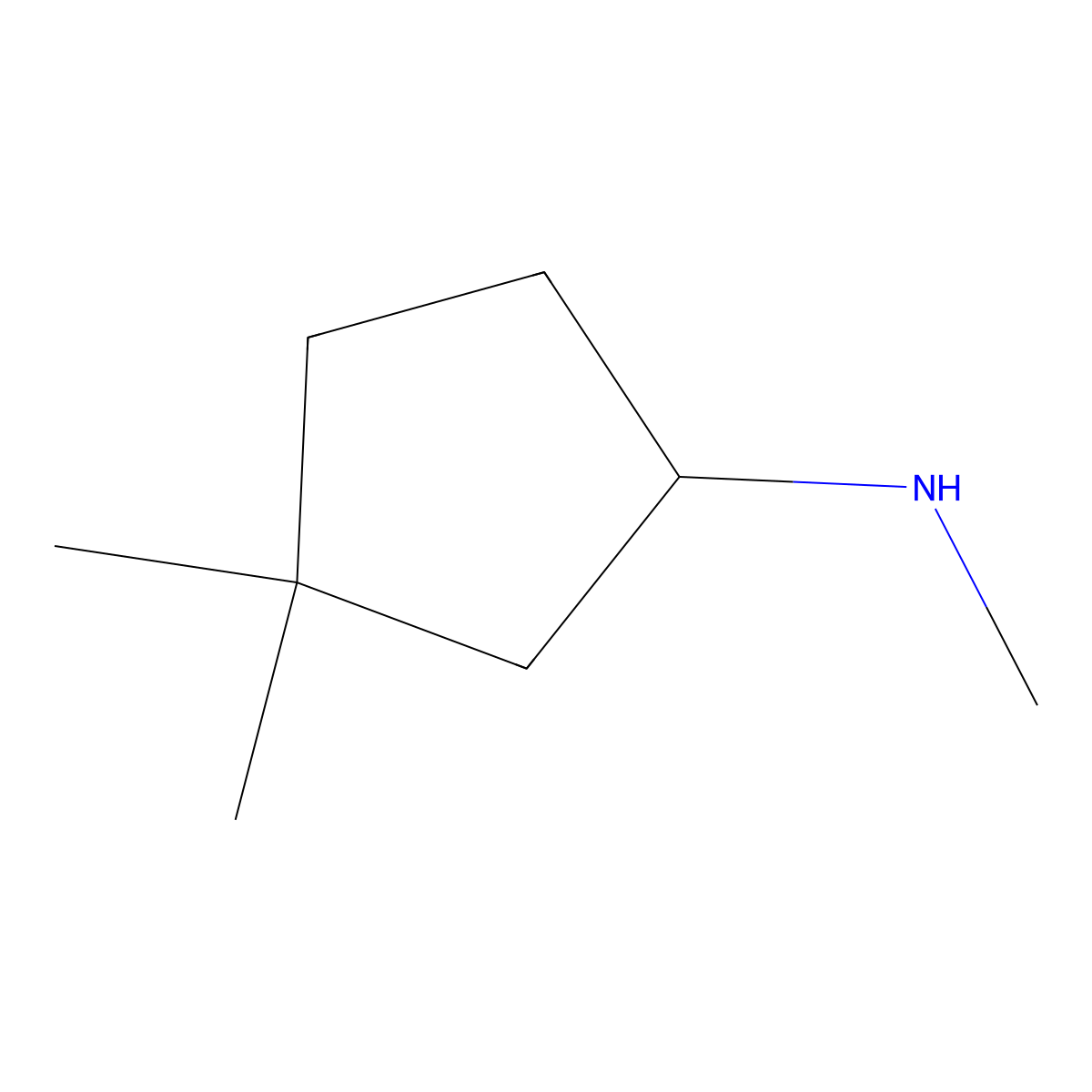 N,3,3-trimethylcyclopentan-1-amine molecular structure, CAS 1503941-47-6