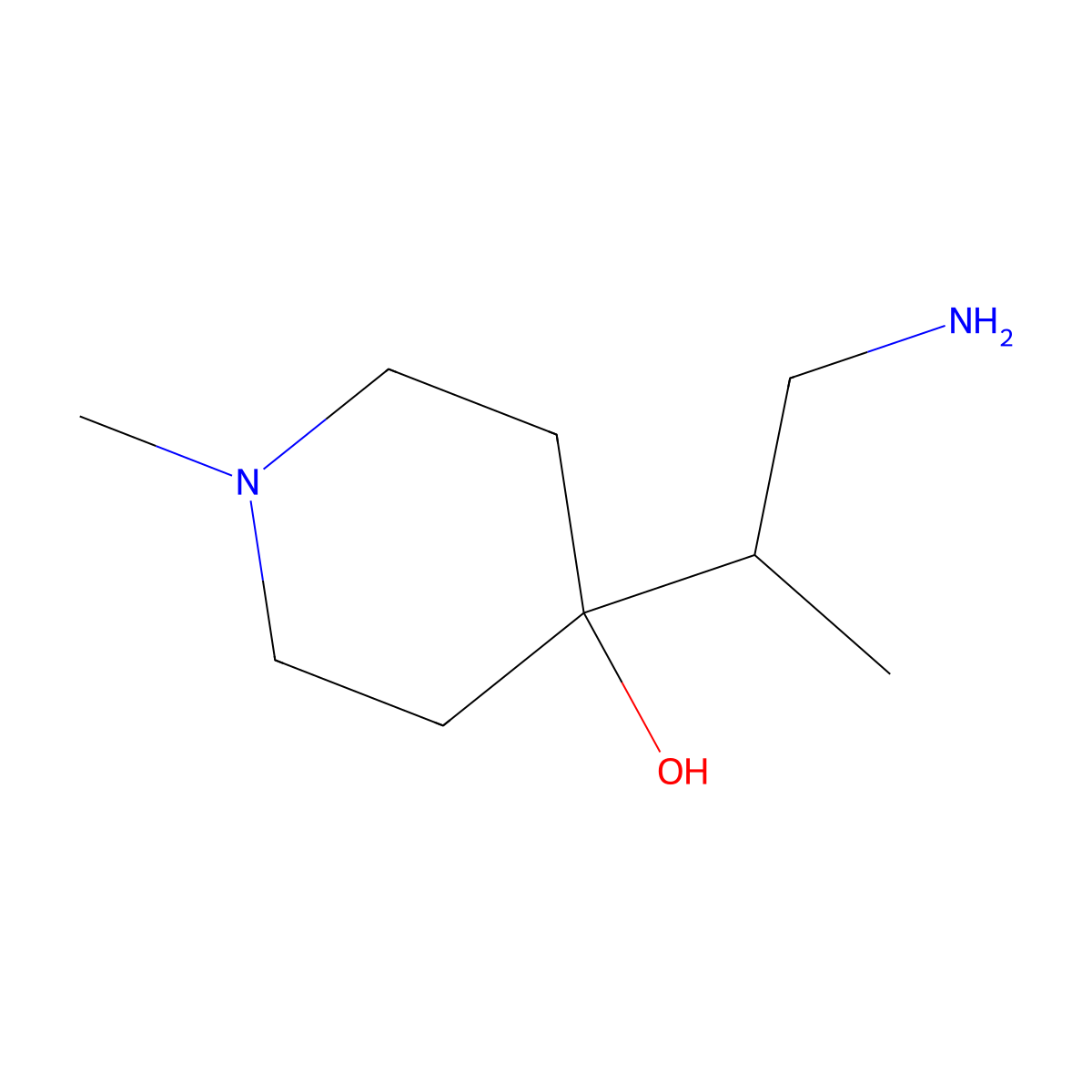 4-(1-Aminopropan-2-yl)-1-methylpiperidin-4-ol molecular structure, CAS 1503941-96-5