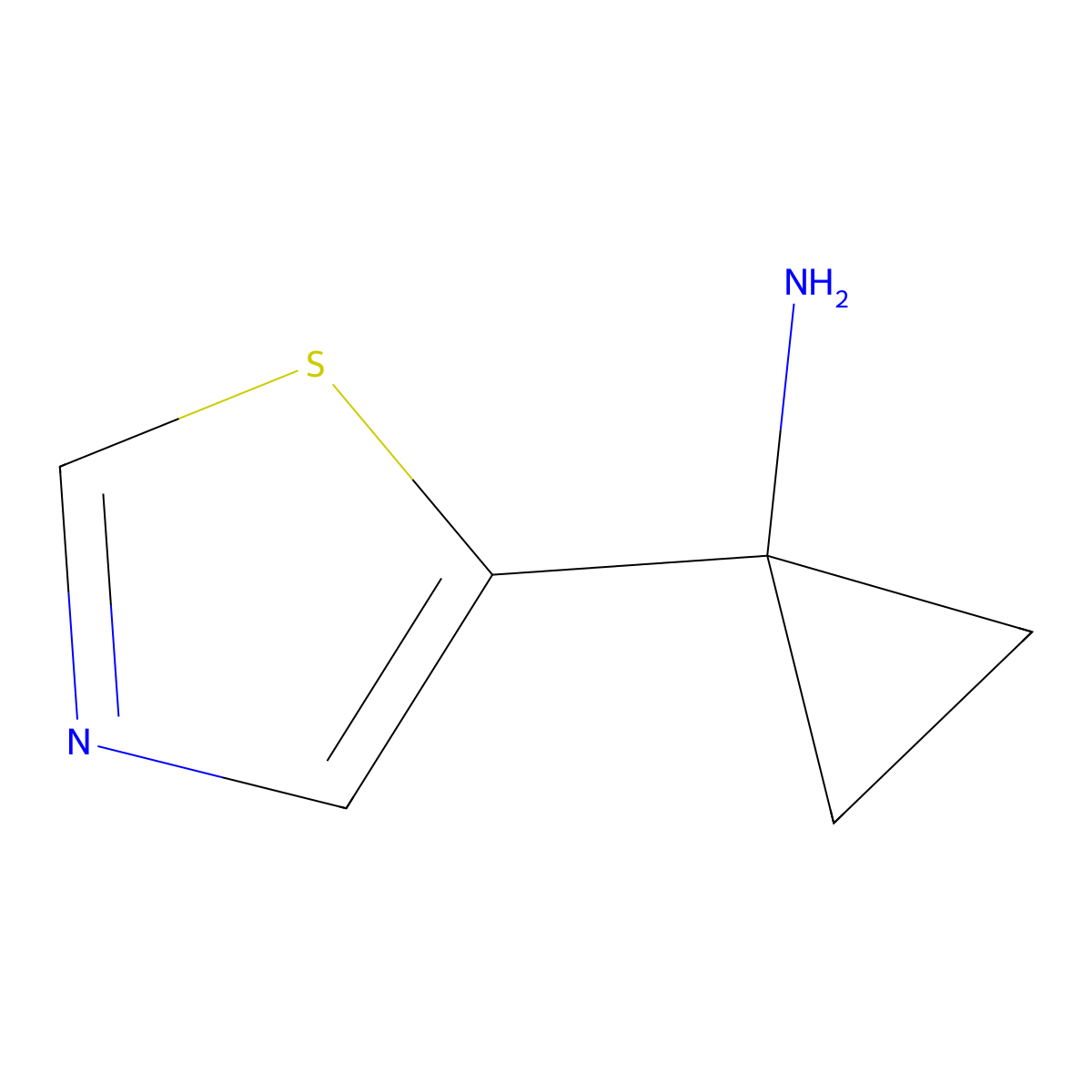 1-(Thiazol-5-yl)cyclopropan-1-amine molecular structure, CAS 1503945-34-3