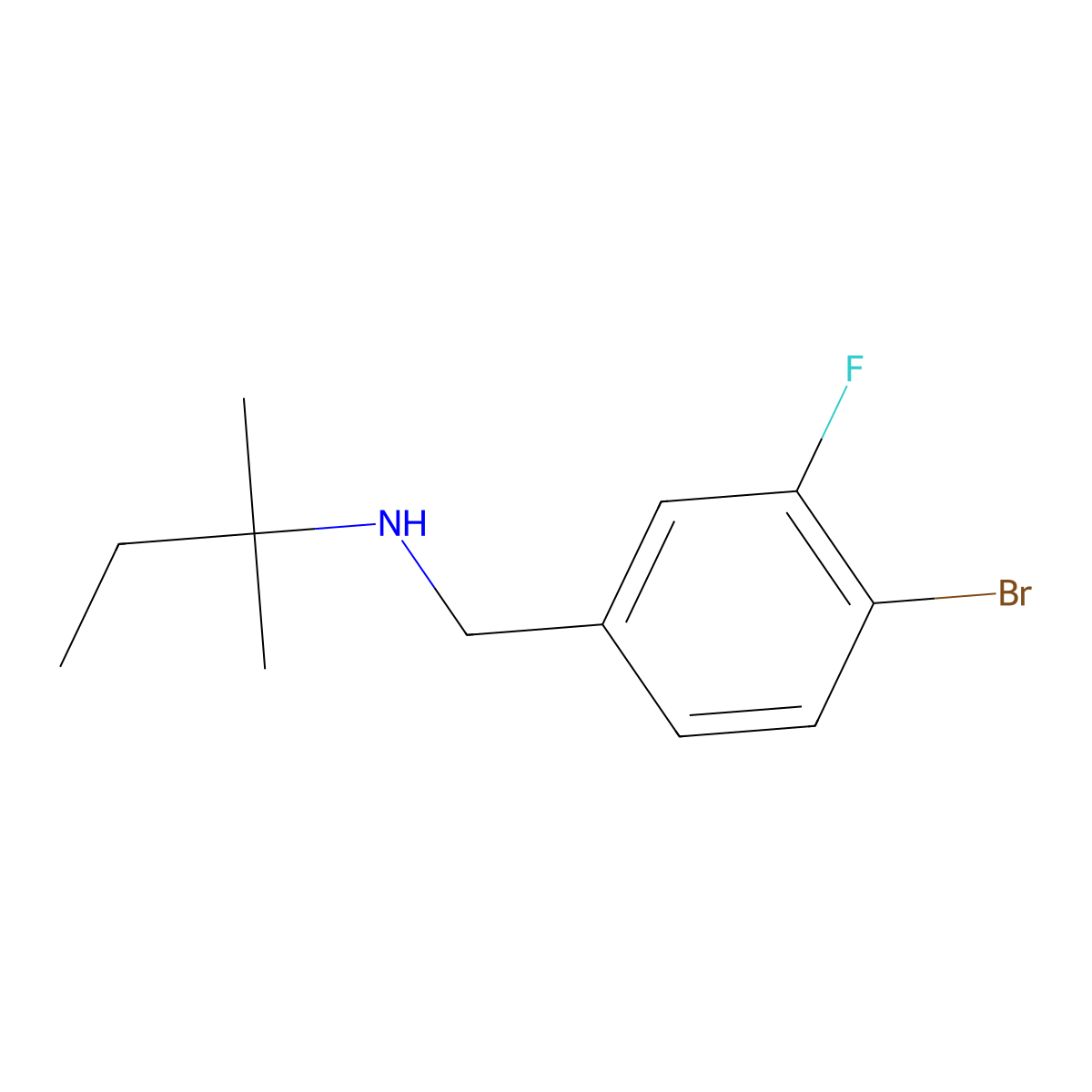 [(4-Bromo-3-fluorophenyl)methyl](2-methylbutan-2-yl)amine molecular structure, CAS 1503946-85-7