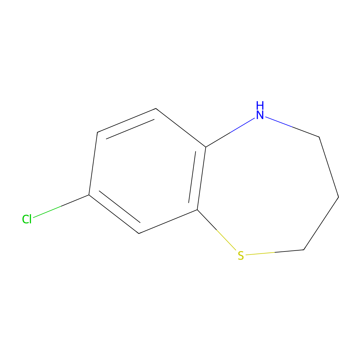8-Chloro-2,3,4,5-tetrahydro-1,5-benzothiazepine molecular structure, CAS 150395-08-7