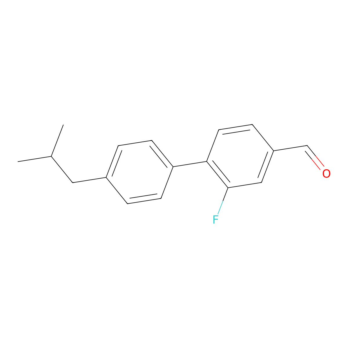 2-Fluoro-4'-(2-methylpropyl)[1,1'-biphenyl]-4-carboxaldehyde molecular structure, CAS 1503963-32-3