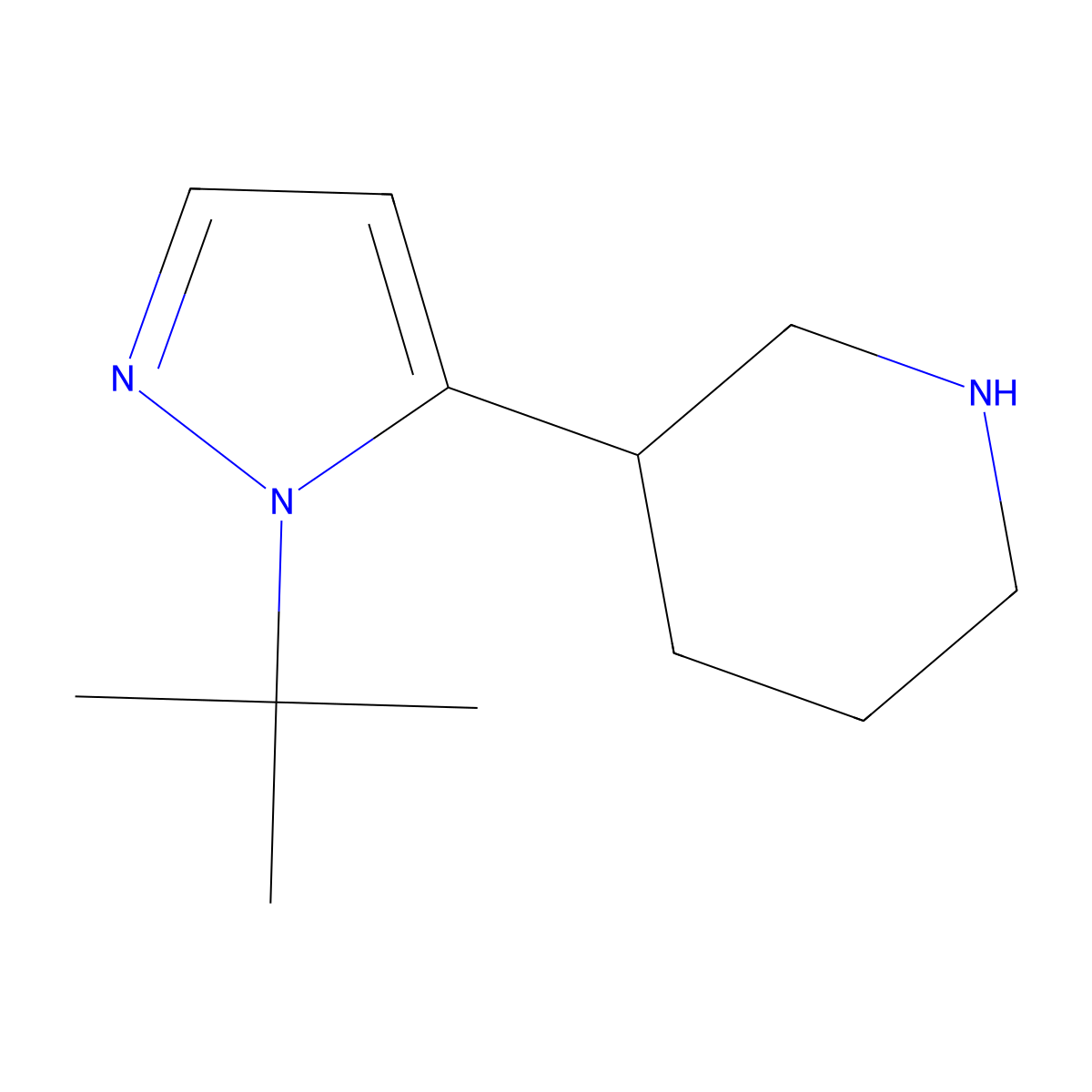 3-(1-(tert-Butyl)-1H-pyrazol-5-yl)piperidine molecular structure, CAS 1503966-46-8