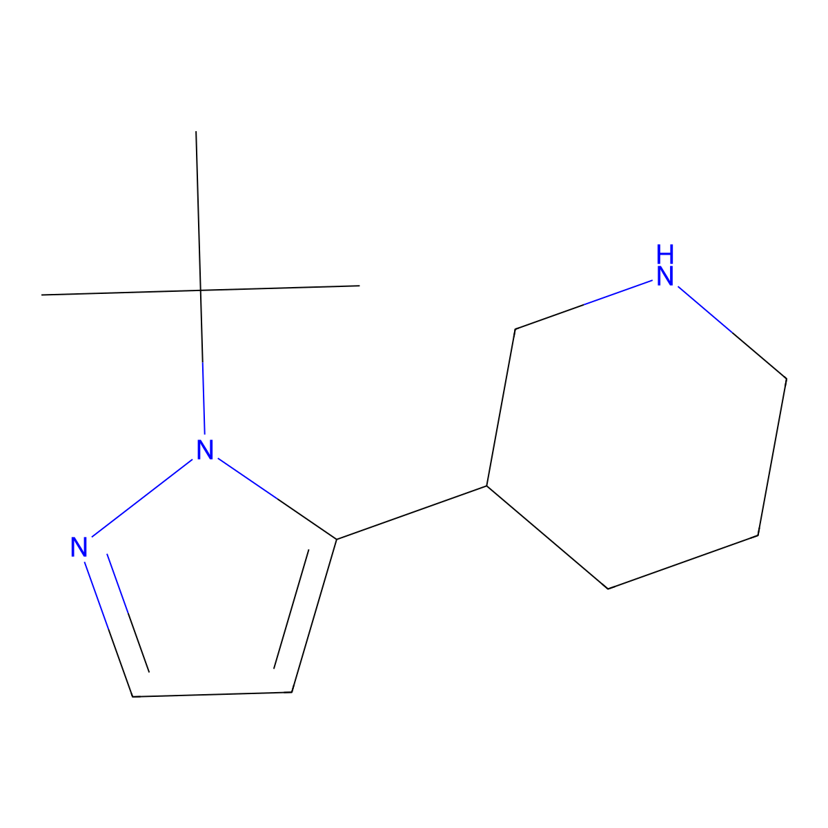 3-(1-(tert-Butyl)-1H-pyrazol-5-yl)piperidine molecular structure, CAS 1503966-46-8