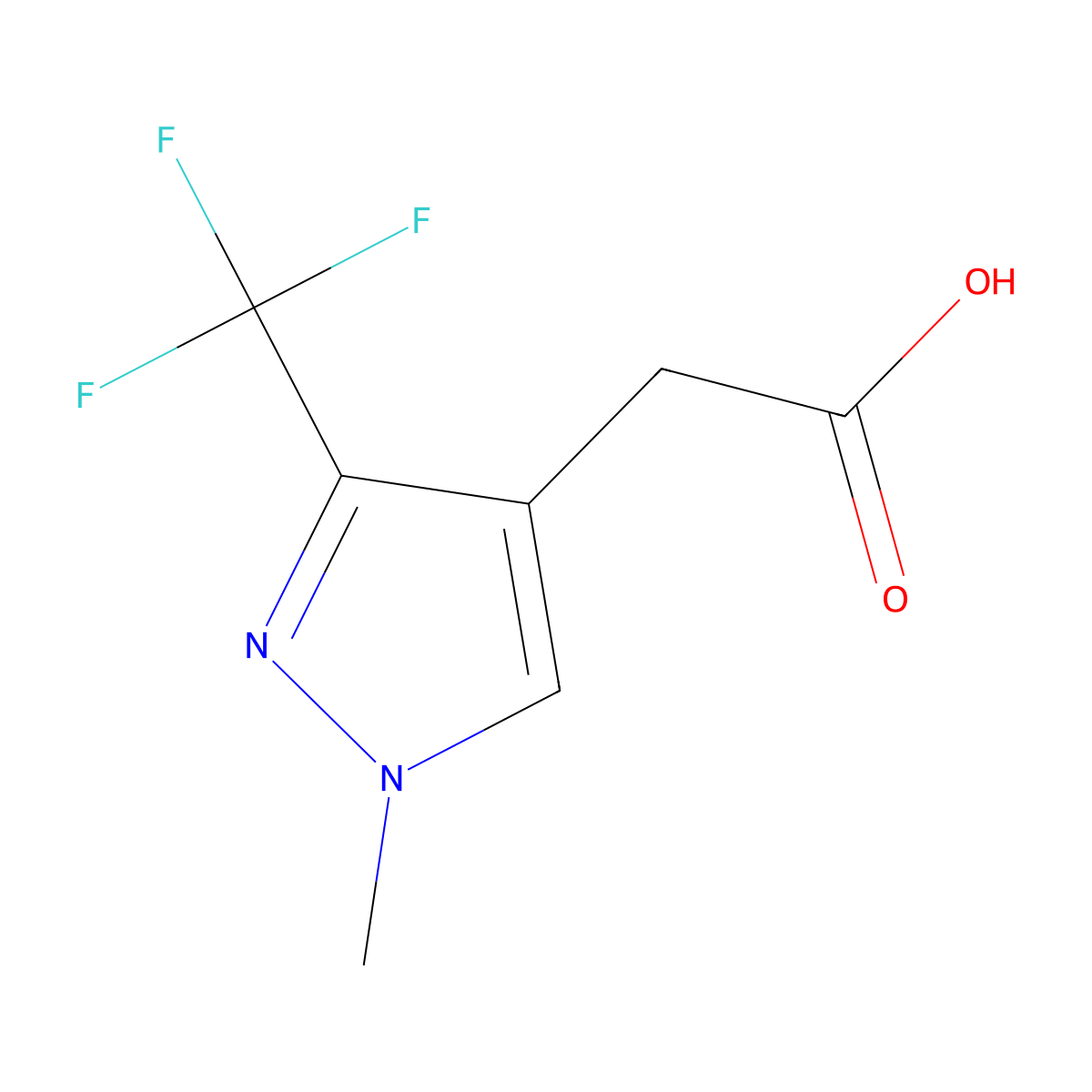 2-(1-methyl-3-(trifluoromethyl)-1H-pyrazol-4-yl)acetic acid molecular structure, CAS 1503968-57-7