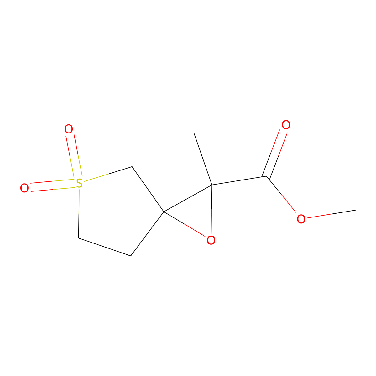 Methyl 2-methyl-1-oxa-5-thiaspiro[2.4]heptane-2-carboxylate 5,5-dioxide molecular structure, CAS 1504028-33-4