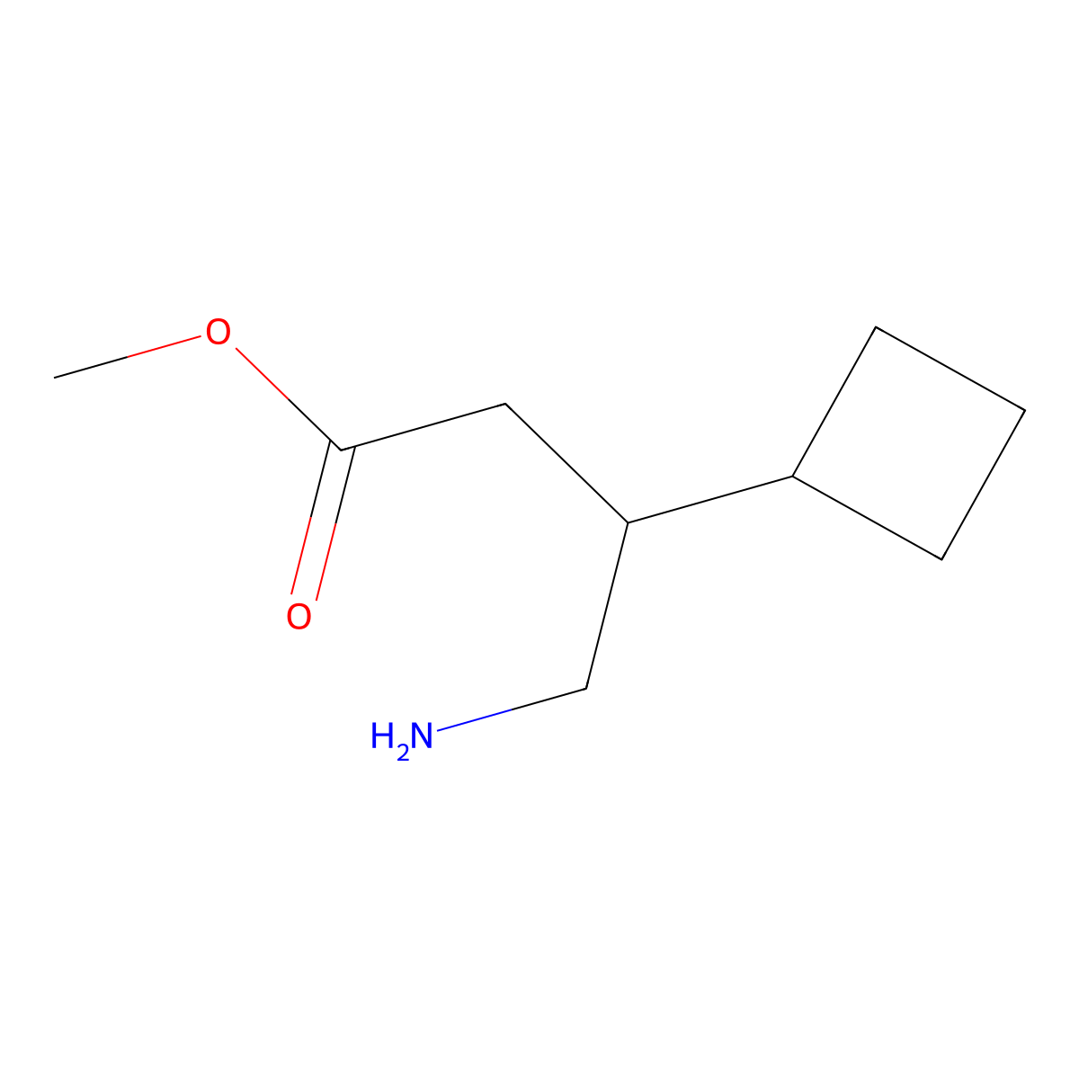 Methyl 4-amino-3-cyclobutylbutanoate molecular structure, CAS 1504030-31-2