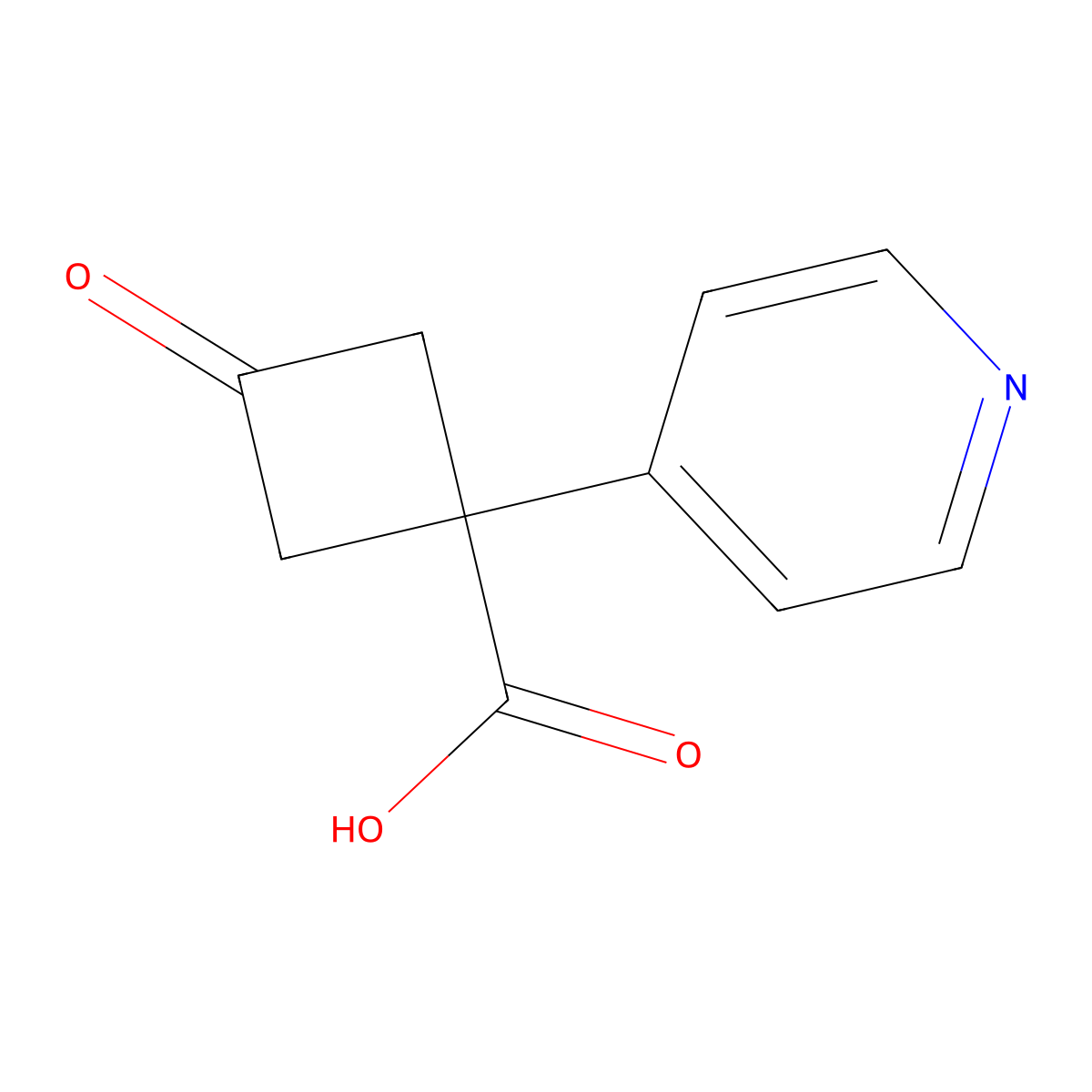 3-Oxo-1-(pyridin-4-yl)cyclobutane-1-carboxylic acid molecular structure, CAS 1504041-95-5