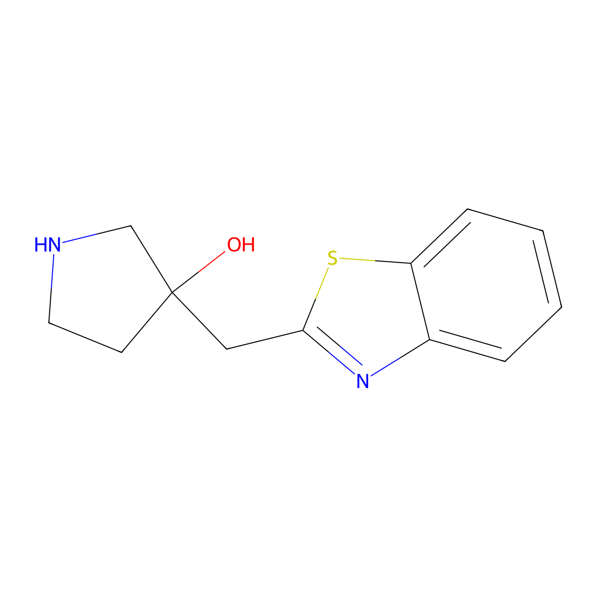 3-(Benzo[d]thiazol-2-ylmethyl)pyrrolidin-3-ol molecular structure, CAS 1504043-94-0