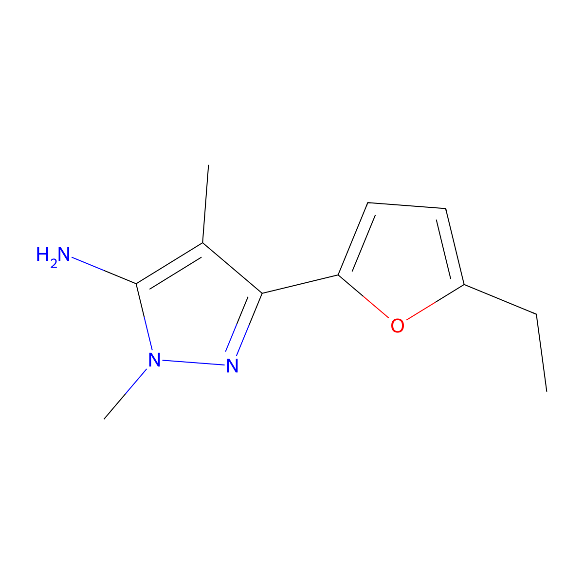 3-(5-Ethylfuran-2-yl)-1,4-dimethyl-1h-pyrazol-5-amine molecular structure, CAS 1504048-59-2