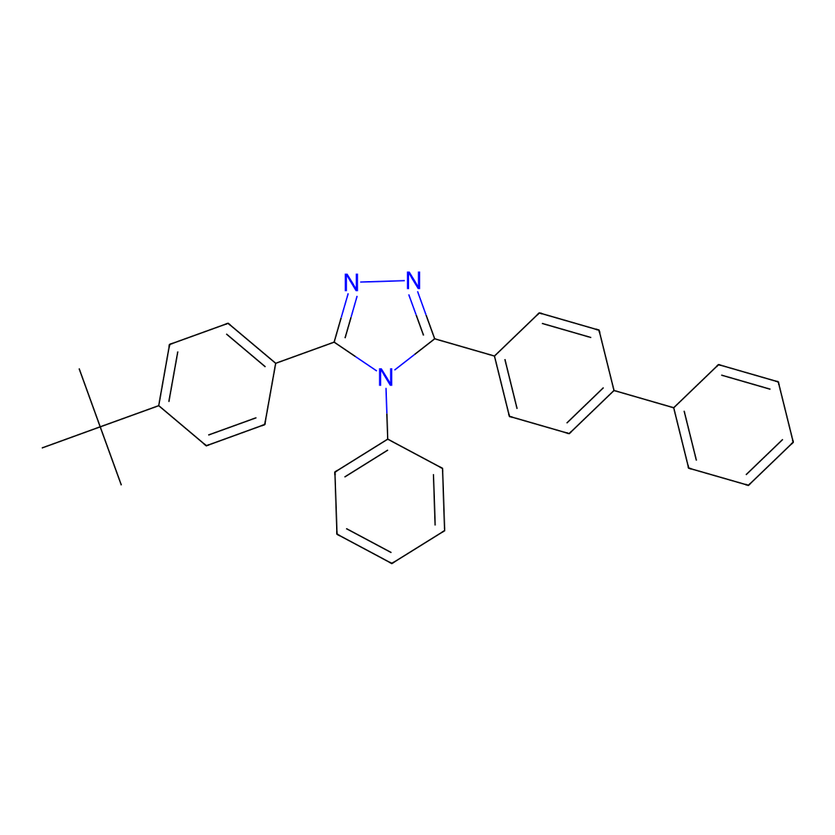 3-(Biphenyl-4-yl)-5-(4-tert-butylphenyl)-4-phenyl-4H-1,2,4-triazole molecular structure, CAS 150405-69-9