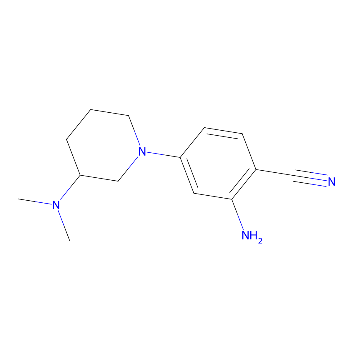 2-Amino-4-[3-(dimethylamino)piperidin-1-yl]benzonitrile molecular structure, CAS 1504062-47-8