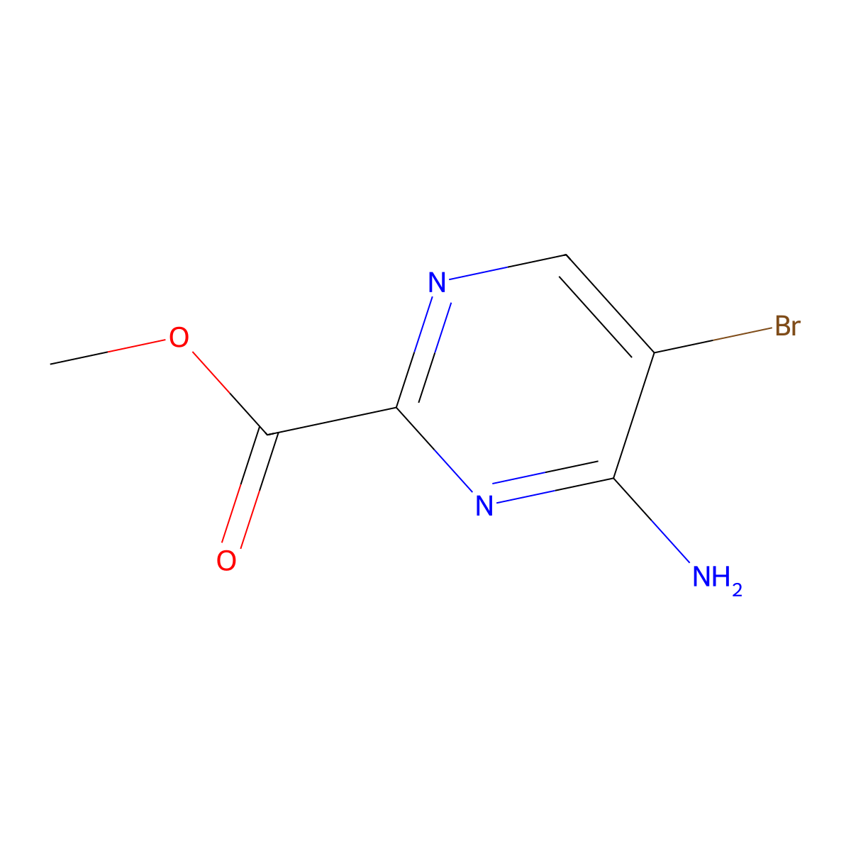 Methyl 4-amino-5-bromopyrimidine-2-carboxylate molecular structure, CAS 1504062-62-7