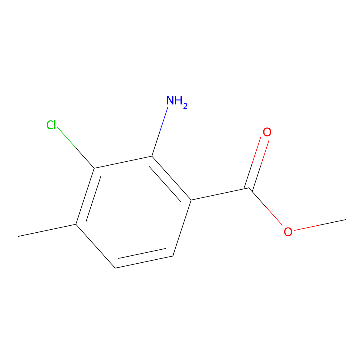 Methyl 2-amino-3-chloro-4-methylbenzoate molecular structure, CAS 1504070-73-8