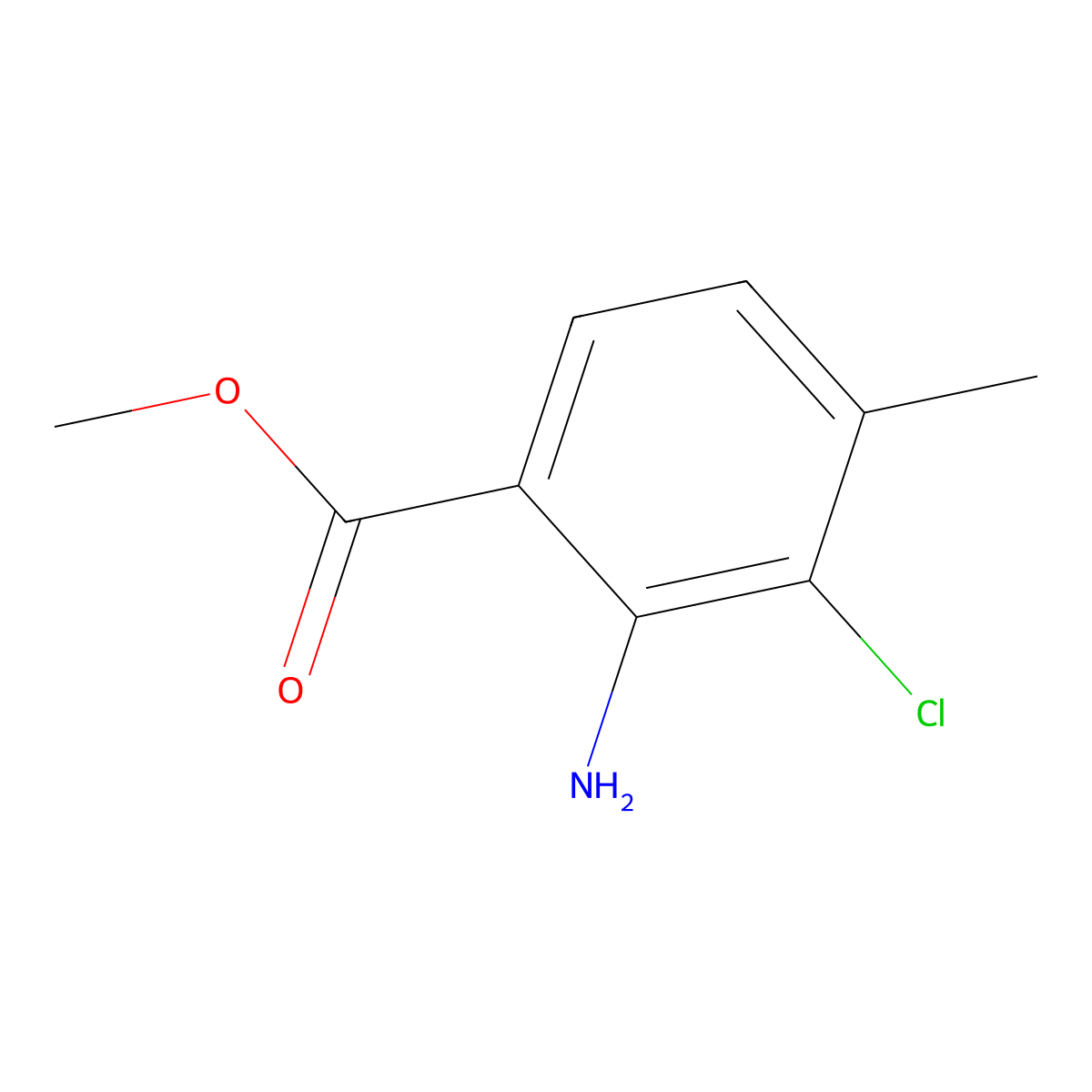 Methyl 2-amino-3-chloro-4-methylbenzoate molecular structure, CAS 1504070-73-8