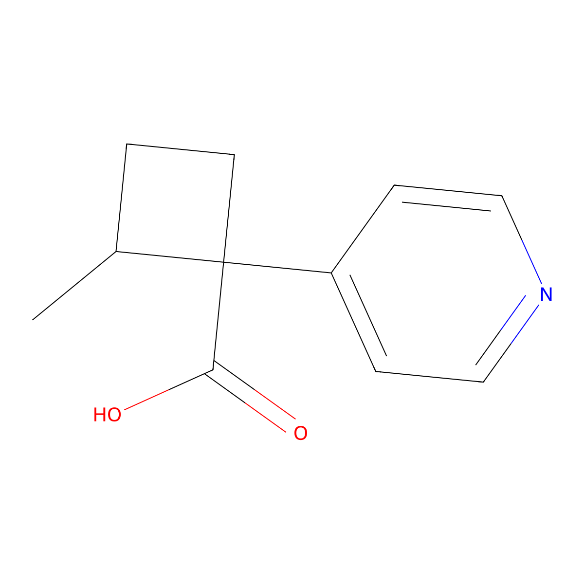 2-Methyl-1-(pyridin-4-yl)cyclobutane-1-carboxylic acid molecular structure, CAS 1504072-29-0