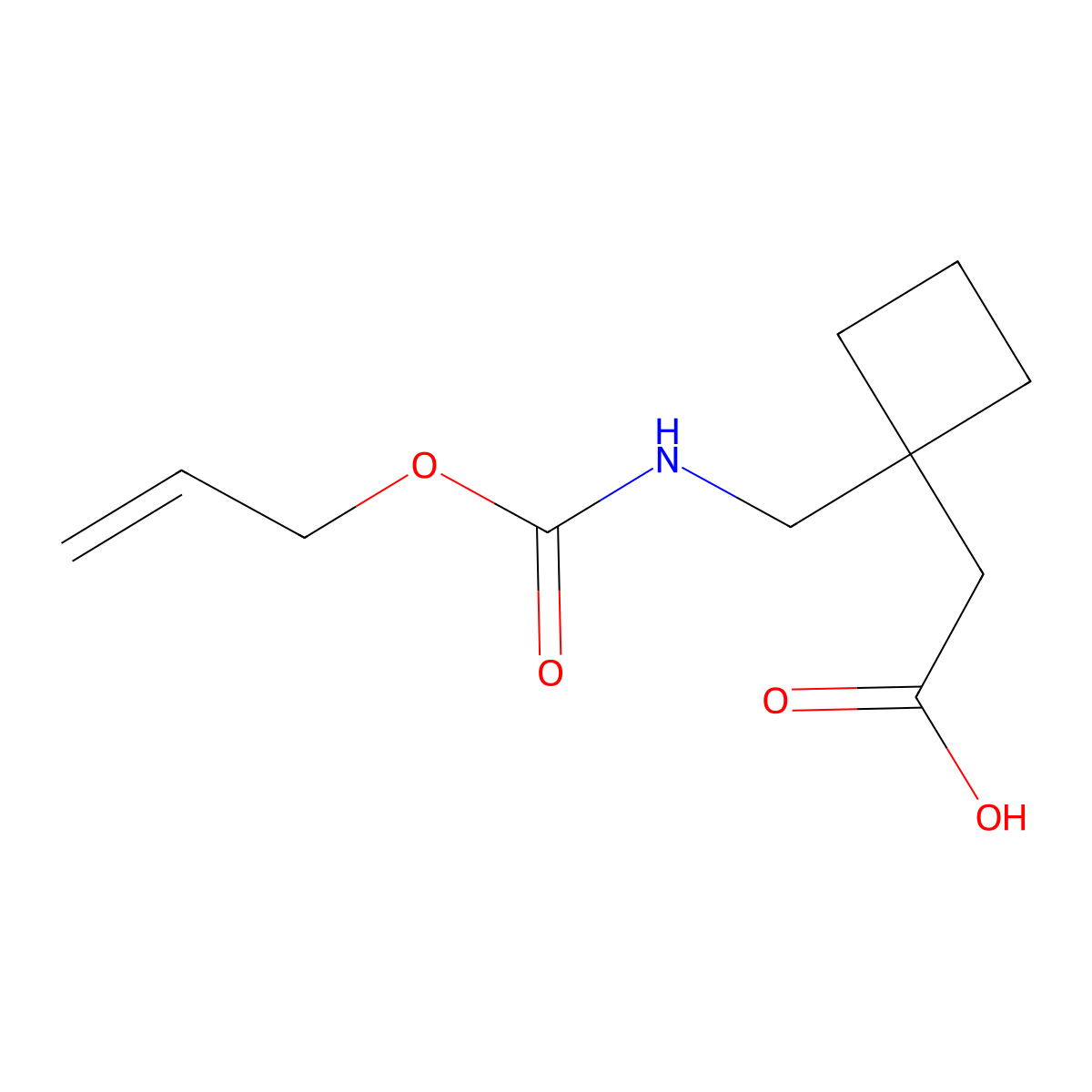 2-[1-({[(Prop-2-en-1-yloxy)carbonyl]amino}methyl)cyclobutyl]acetic acid molecular structure, CAS 1504073-34-0