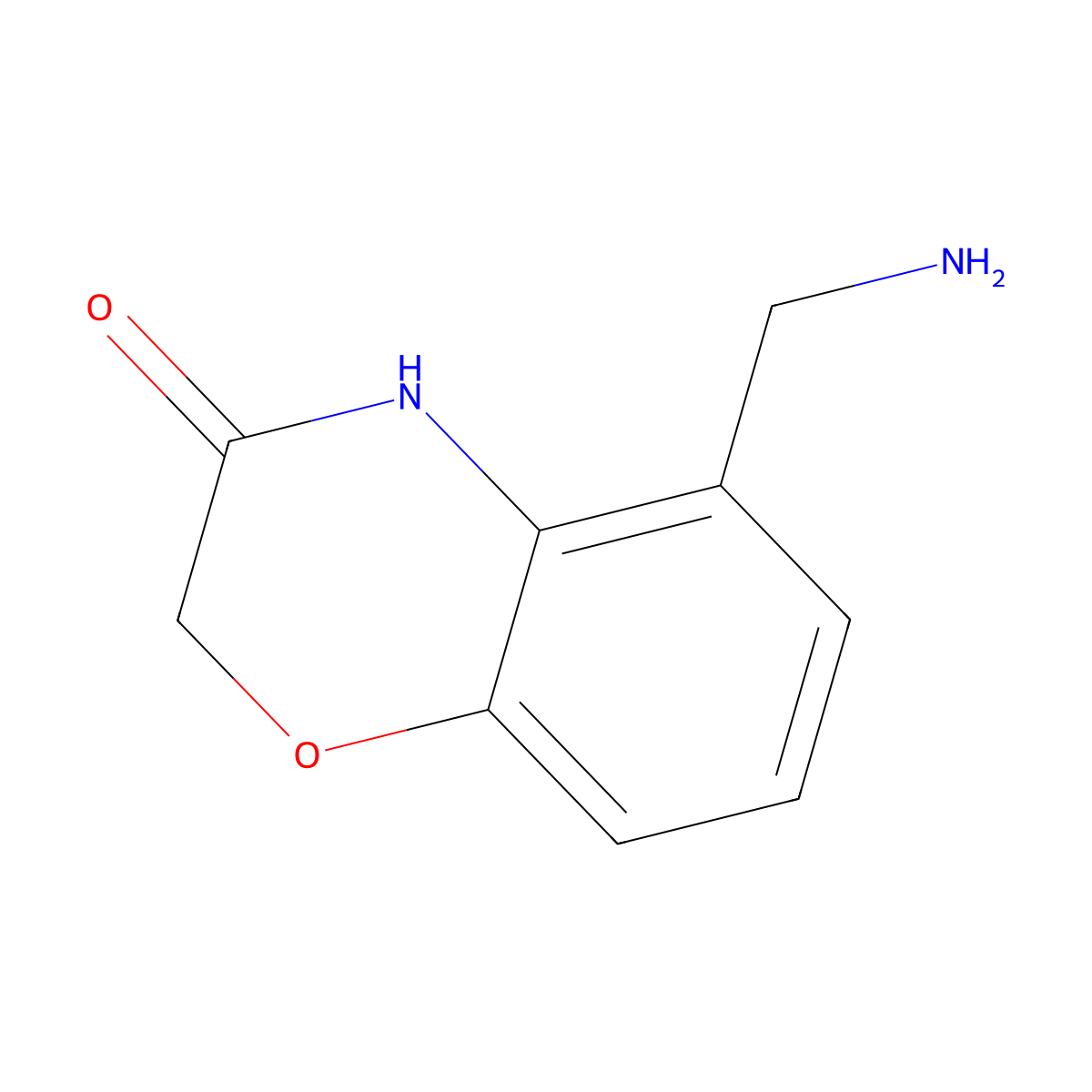 5-(aminomethyl)-3,4-dihydro-2H-1,4-benzoxazin-3-one molecular structure, CAS 1504105-57-0