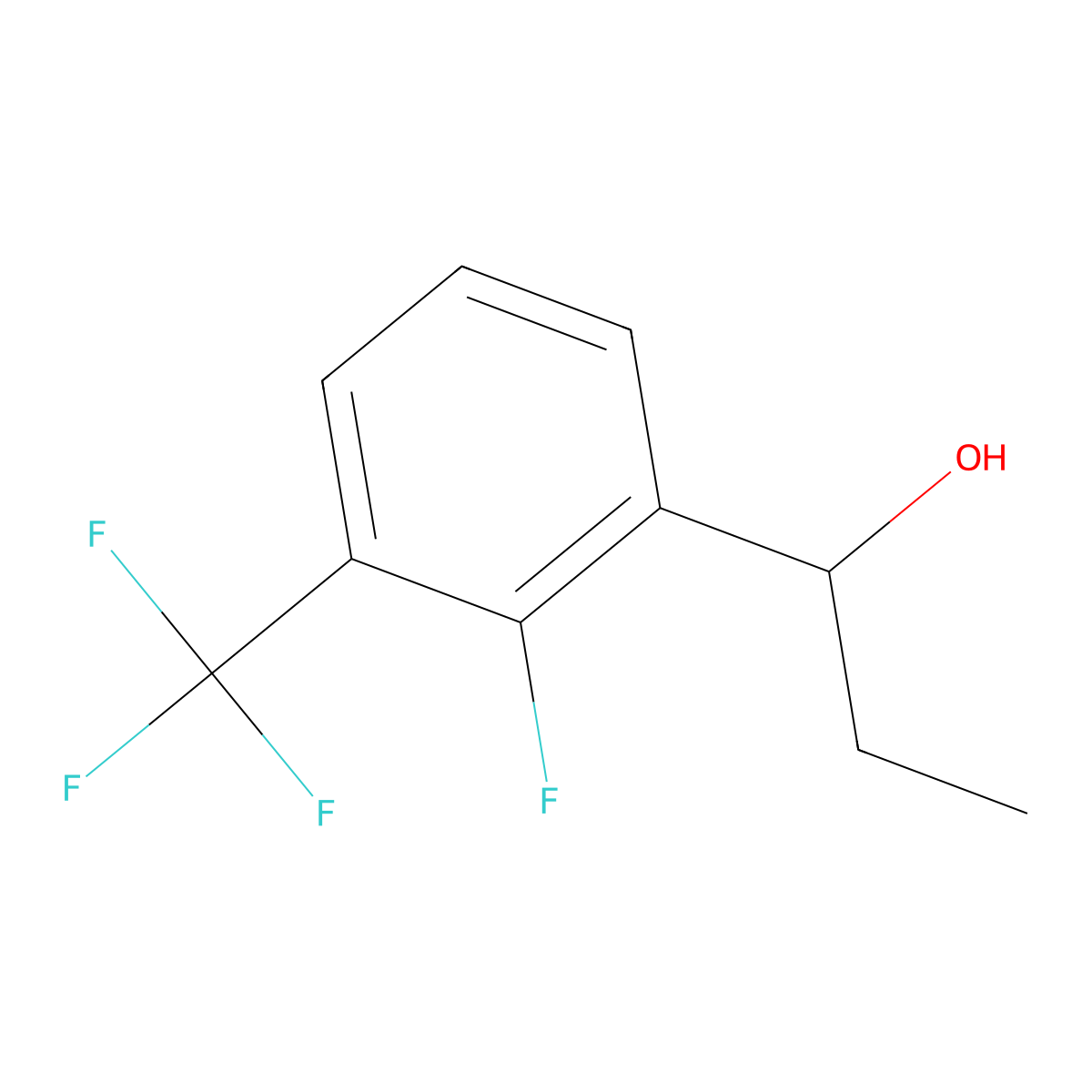 1-(2-Fluoro-3-(trifluoromethyl)phenyl)propan-1-ol molecular structure, CAS 1504107-08-7