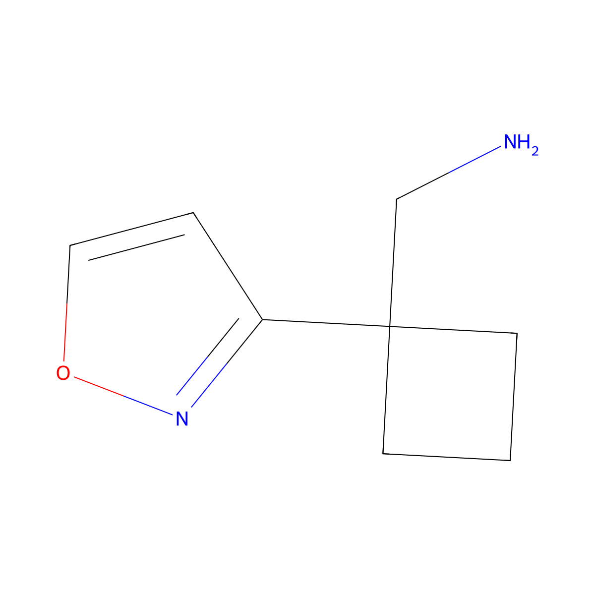 1-[1-(1,2-Oxazol-3-yl)cyclobutyl]methanamine molecular structure, CAS 1504132-22-2