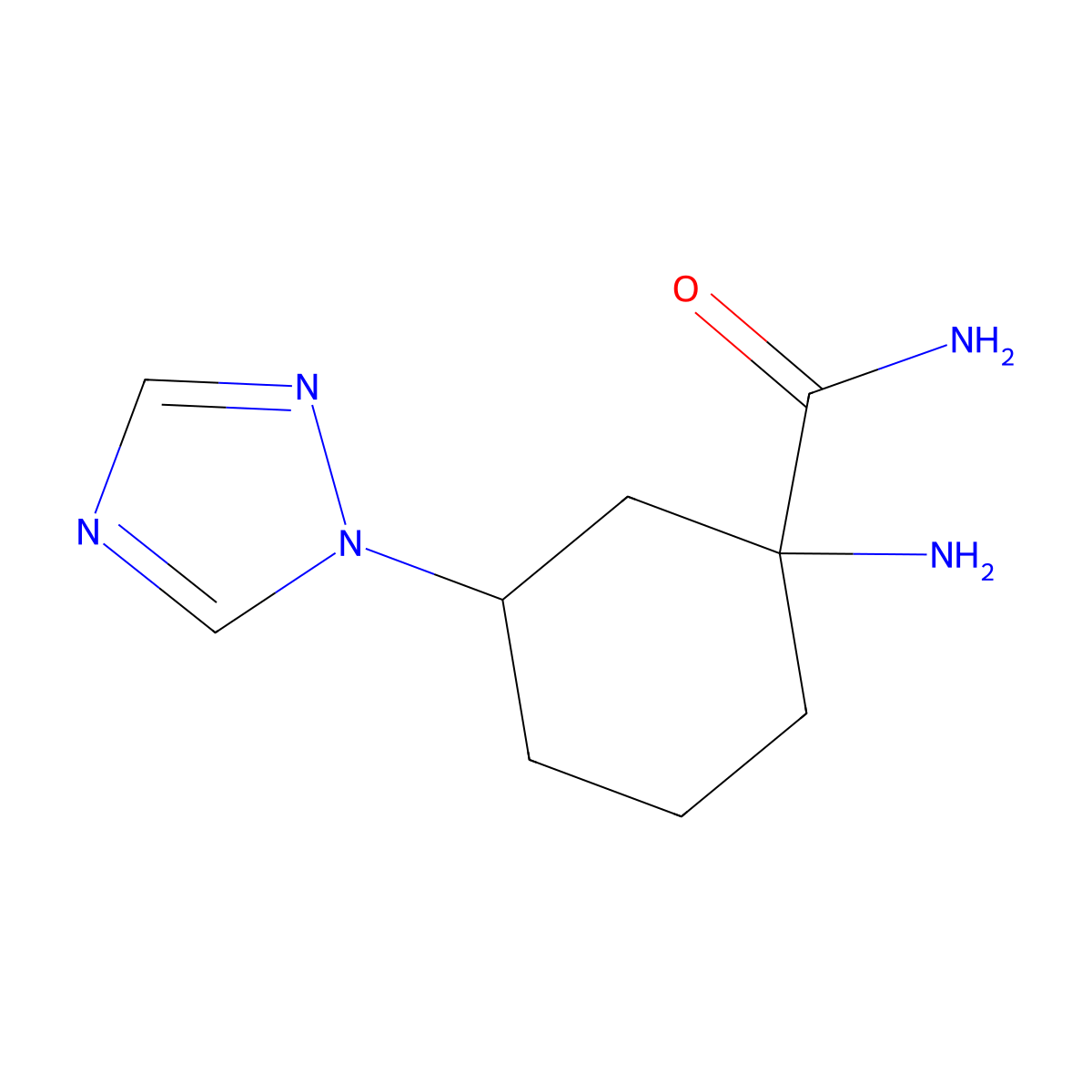 1-Amino-3-(1H-1,2,4-triazol-1-yl)cyclohexane-1-carboxamide molecular structure, CAS 1504136-03-1