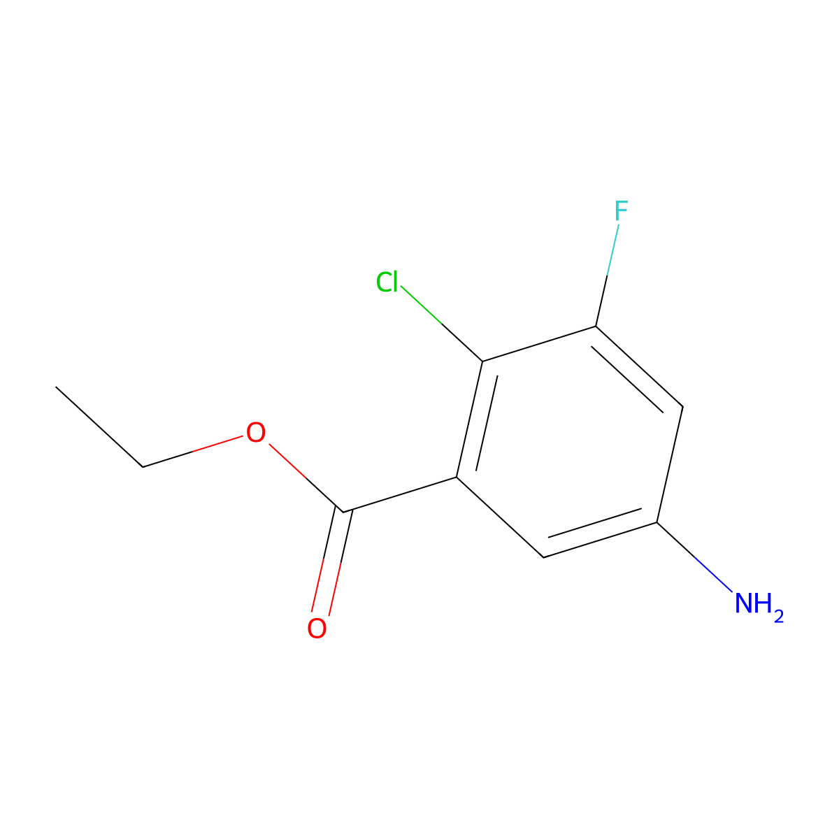 Ethyl 5-amino-2-chloro-3-fluorobenzoate molecular structure, CAS 1504138-94-6