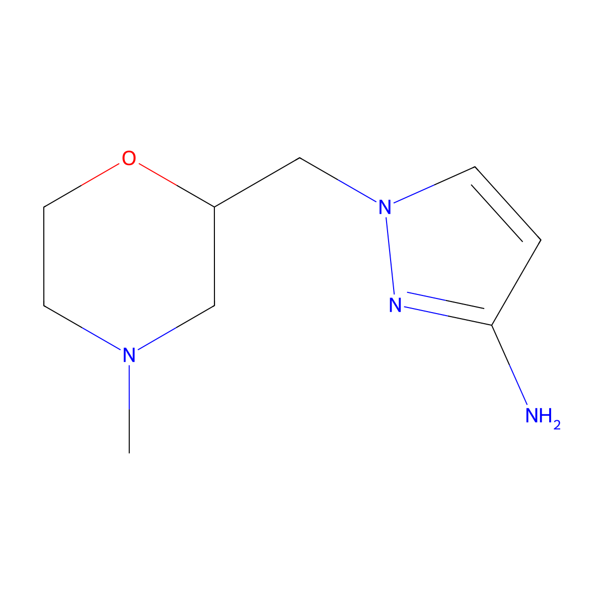 1-((4-Methylmorpholin-2-yl)methyl)-1h-pyrazol-3-amine molecular structure, CAS 1504164-40-2